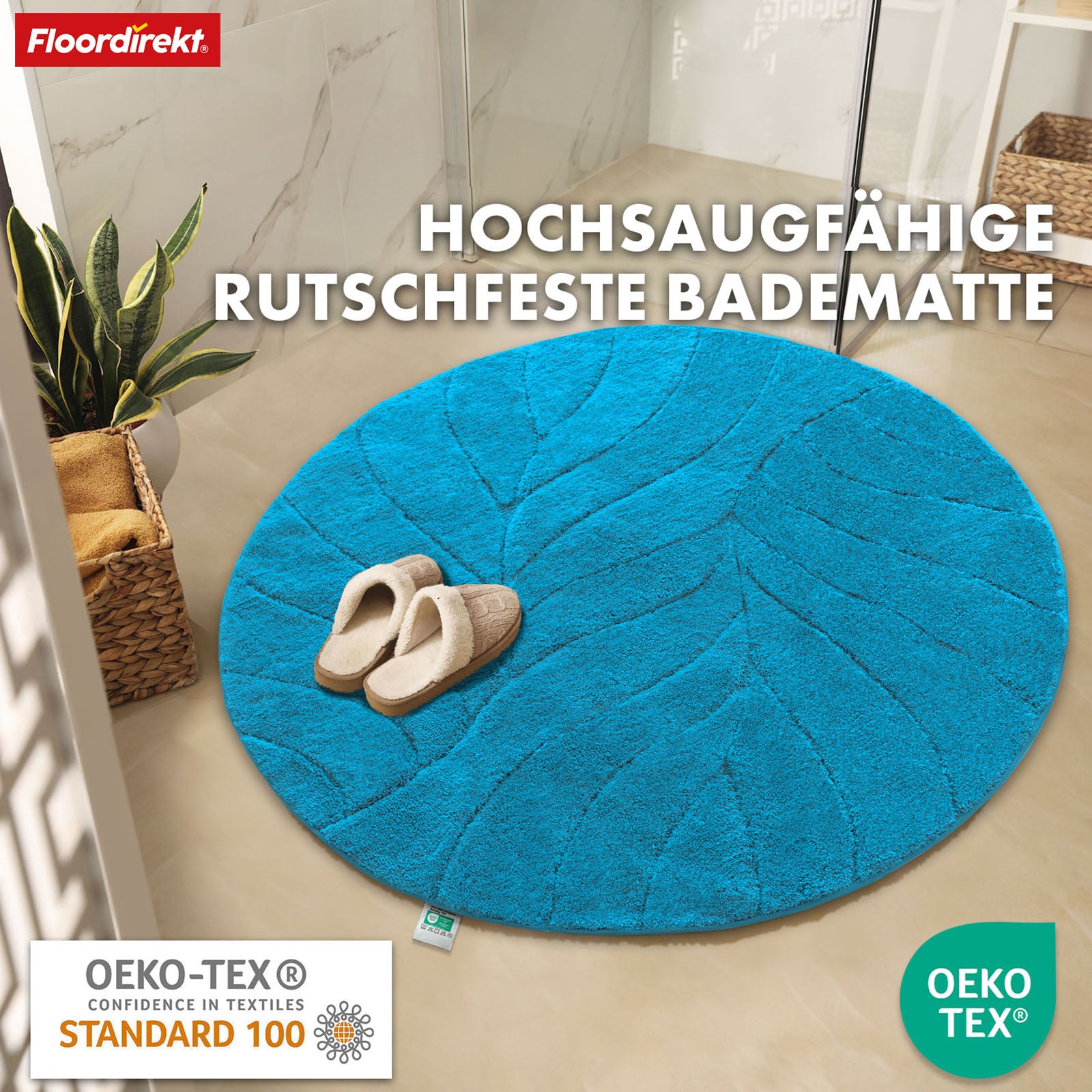 Bath mat | Maris | Bath mat in round | Soft microfibre, non-slip & suitable for underfloor heating