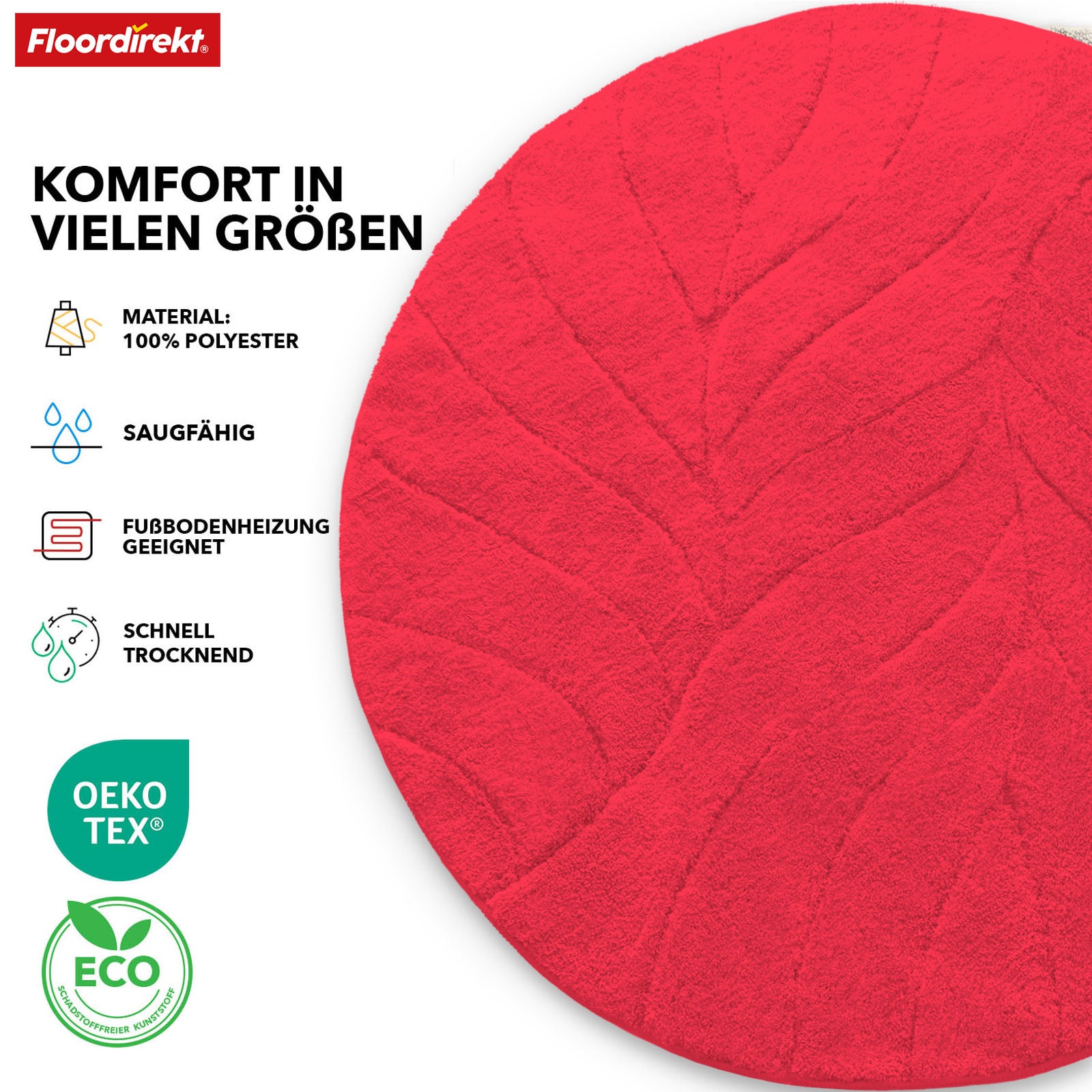 Bath mat | Maris | Bath mat in round | Soft microfibre, non-slip & suitable for underfloor heating