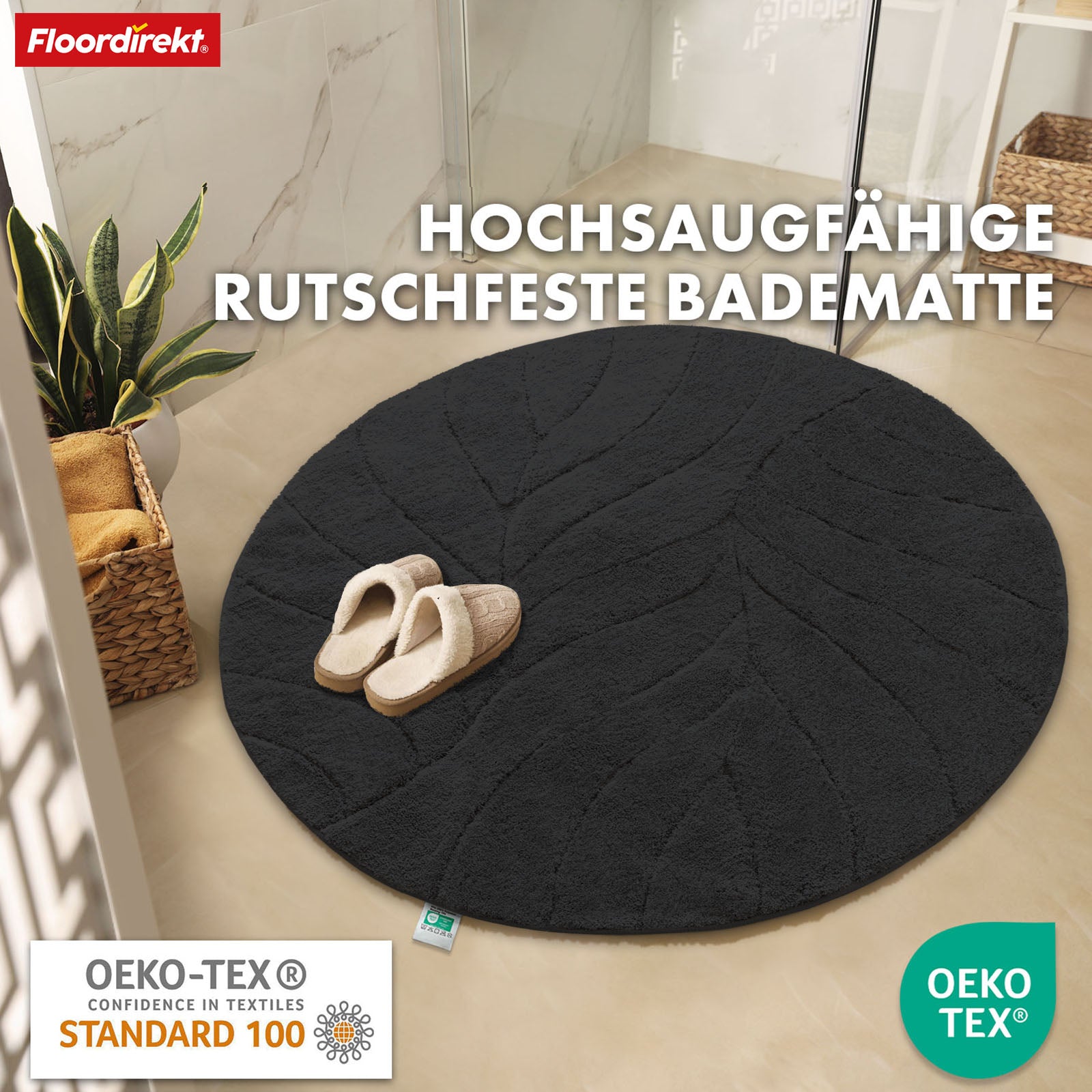 Bath mat | Maris | Bath mat in round | Soft microfibre, non-slip & suitable for underfloor heating
