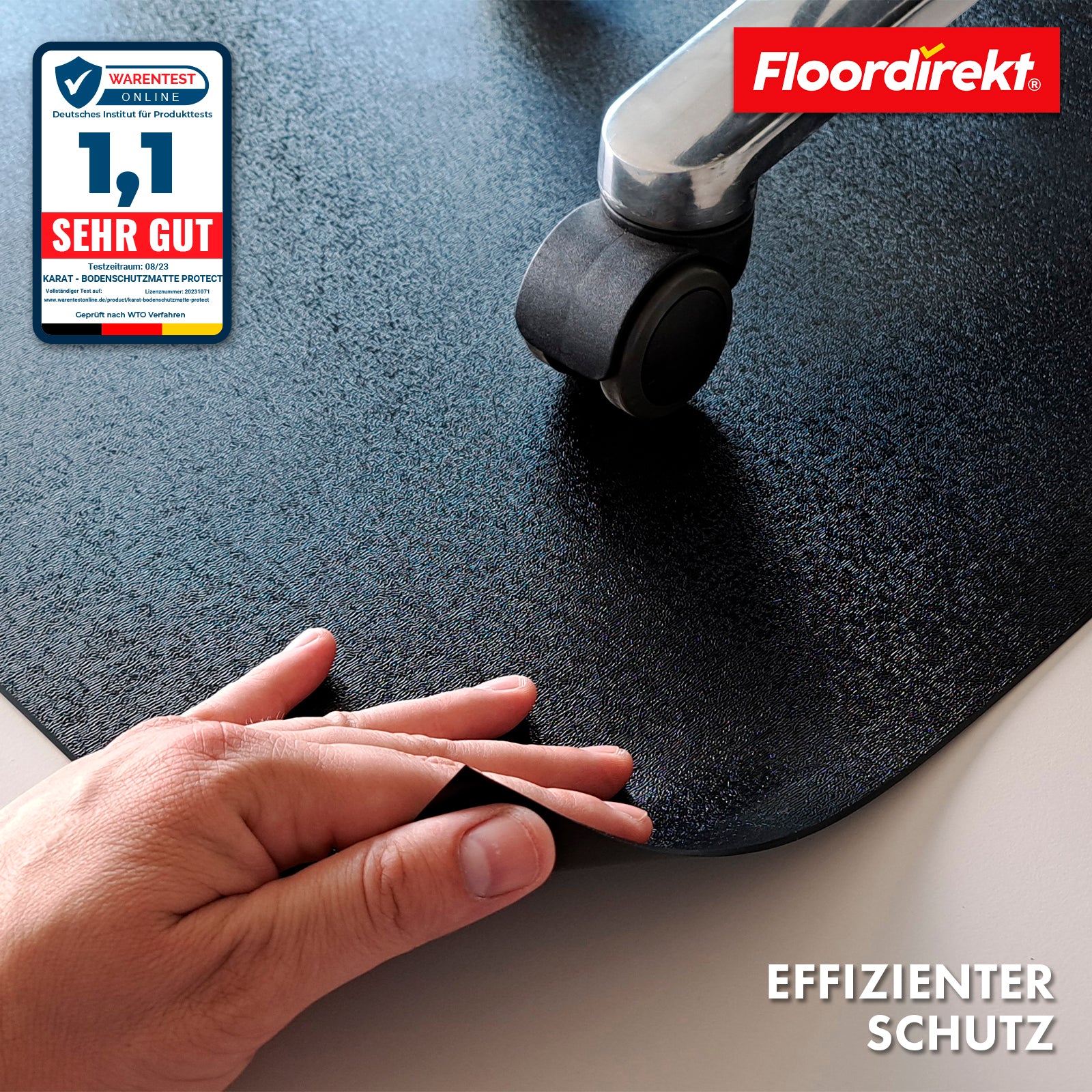 Floor protection mat with bevelled edge in various colours | Kleopatra | Optimum protection for your floors | In many sizes and colours