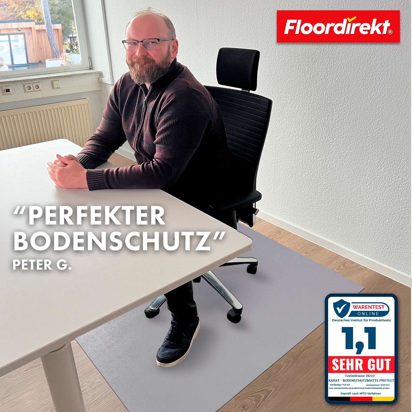 Floor protection mat with bevelled edge in various colours | Kleopatra | Optimum protection for your floors | In many sizes and colours