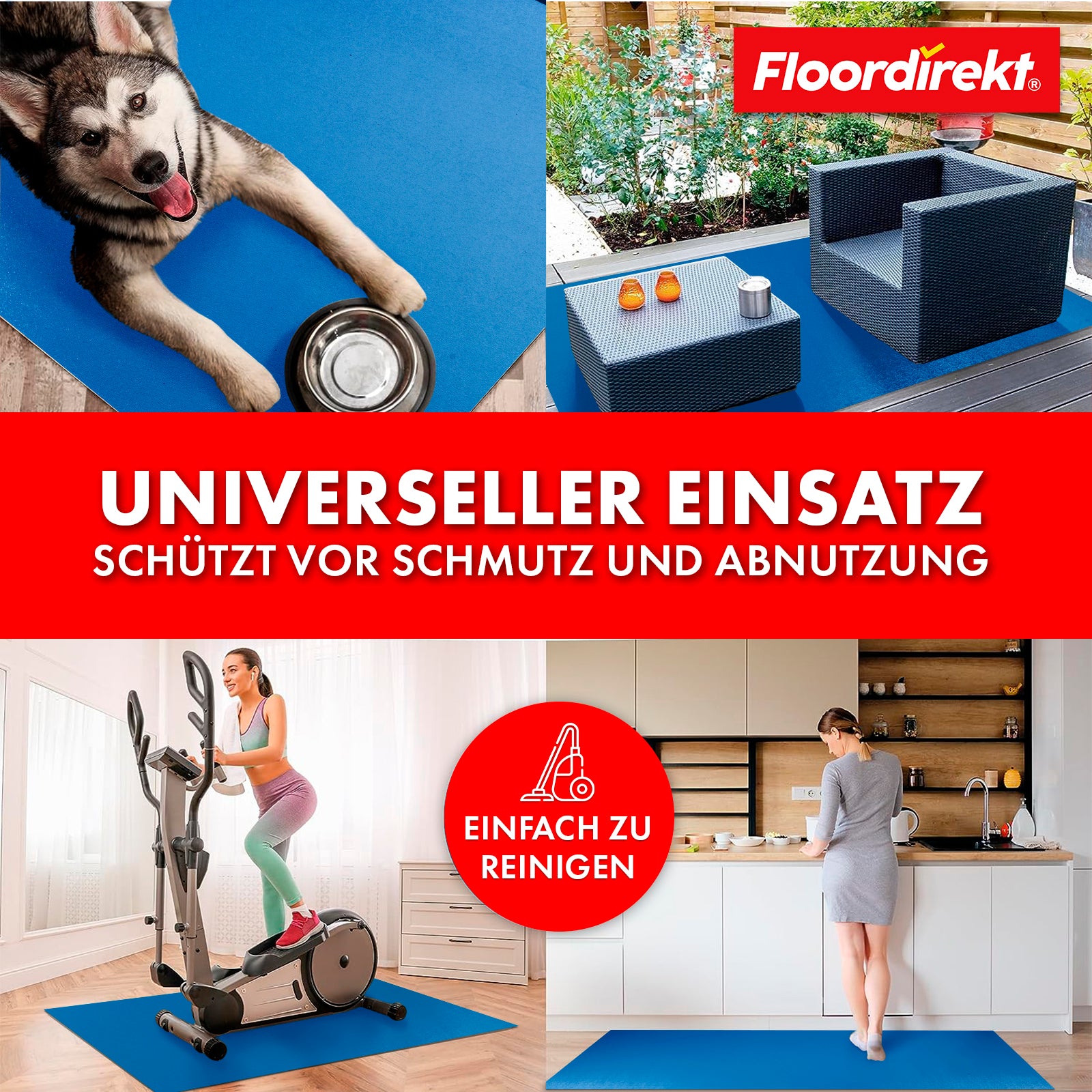 Floor protection mat with bevelled edge in various colours | Kleopatra | Optimum protection for your floors | In many sizes and colours