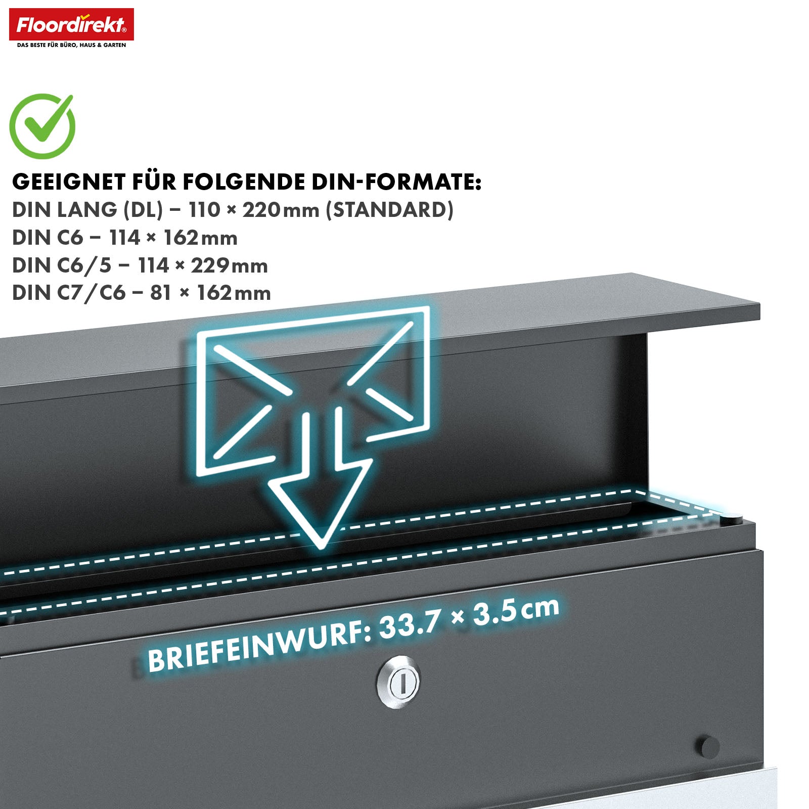 Letterbox | Gaston | Modern wall-mounted letterbox with newspaper compartment & stainless steel nameplate in anthracite