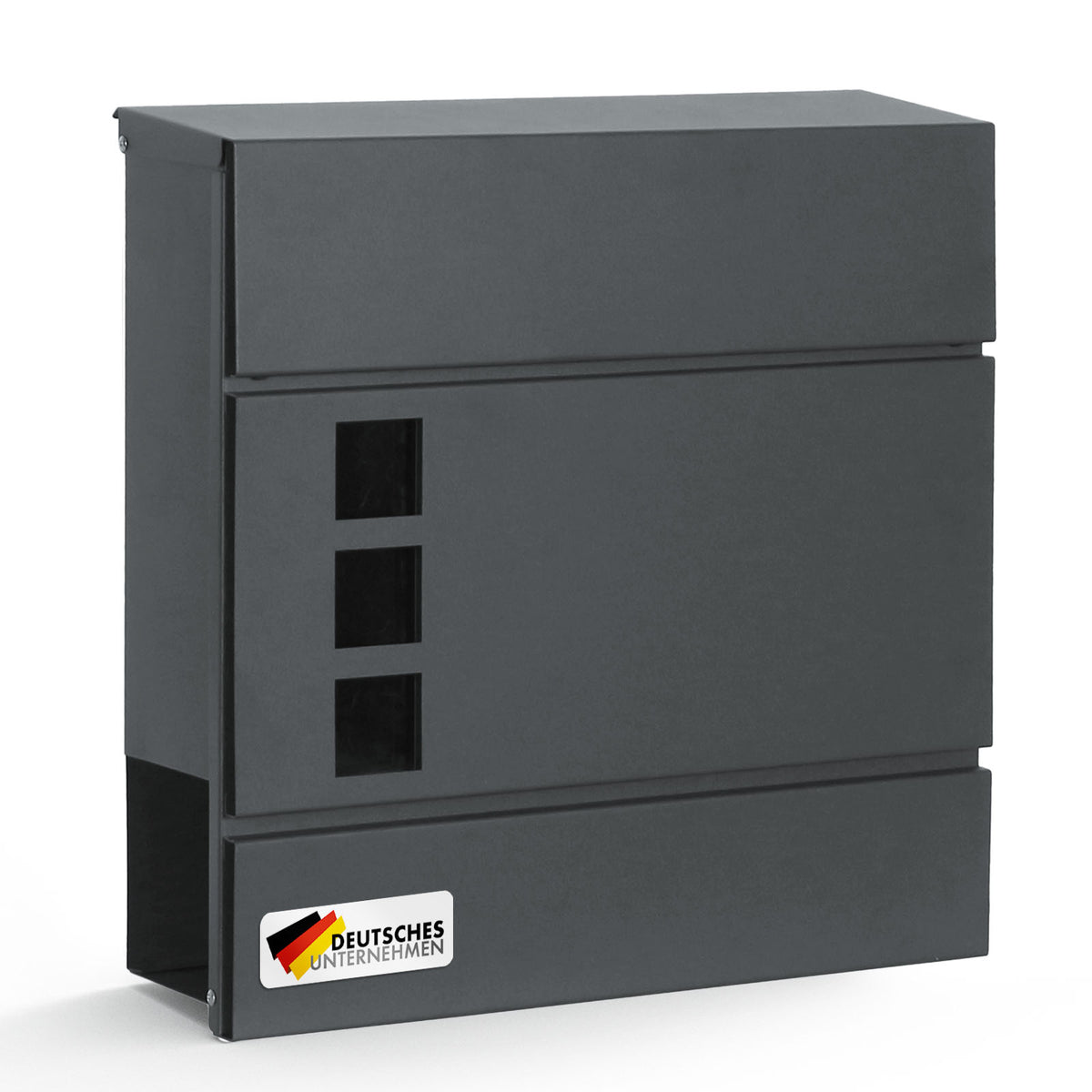 Letterbox | Jules | Anthracite-coloured wall letterbox with viewing windows and newspaper compartment