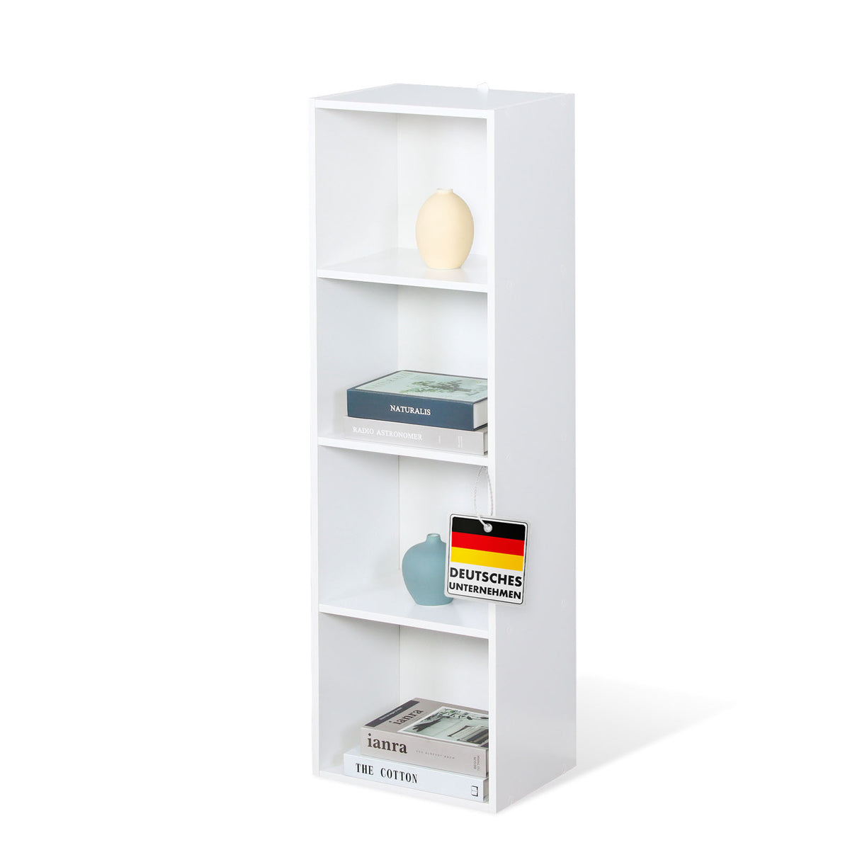 Alaska’ bookcase | White MDF bookcase with 4 or 5 levels | slim, modern & space-saving
