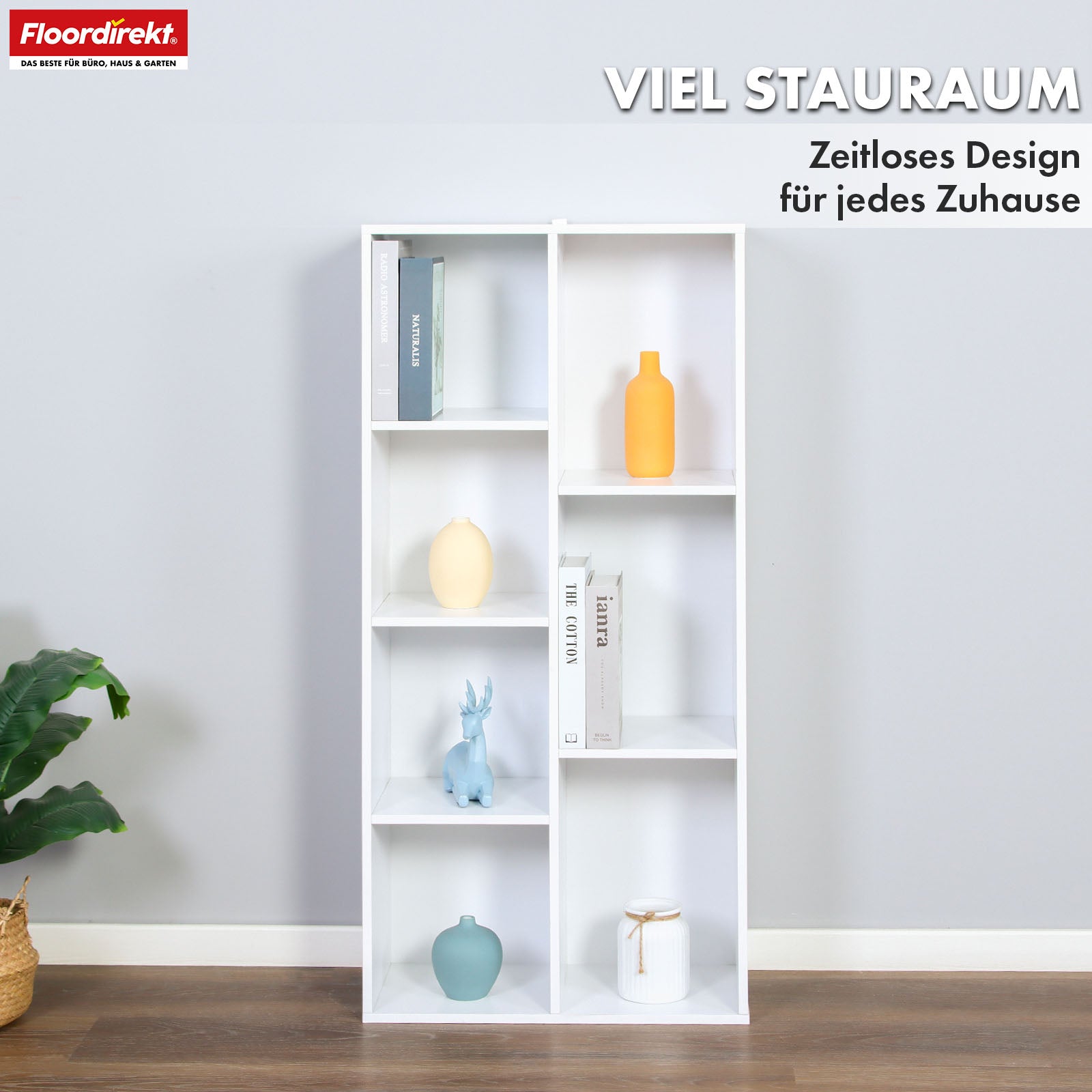 Bookcase | Arkansas | White MDF standing shelf with 5-9 shelves for books and home accessories