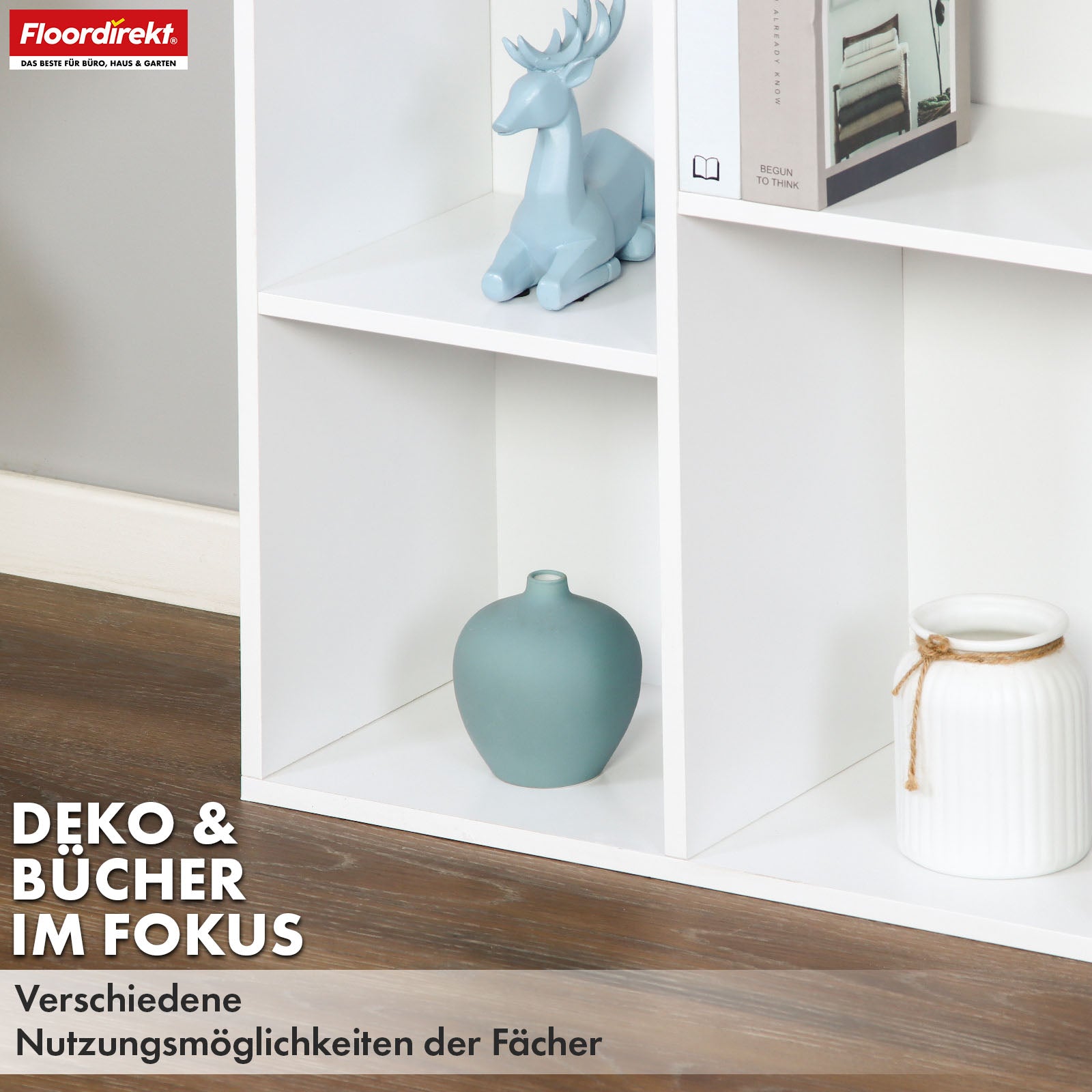 Bookcase | Arkansas | White MDF standing shelf with 5-9 shelves for books and home accessories