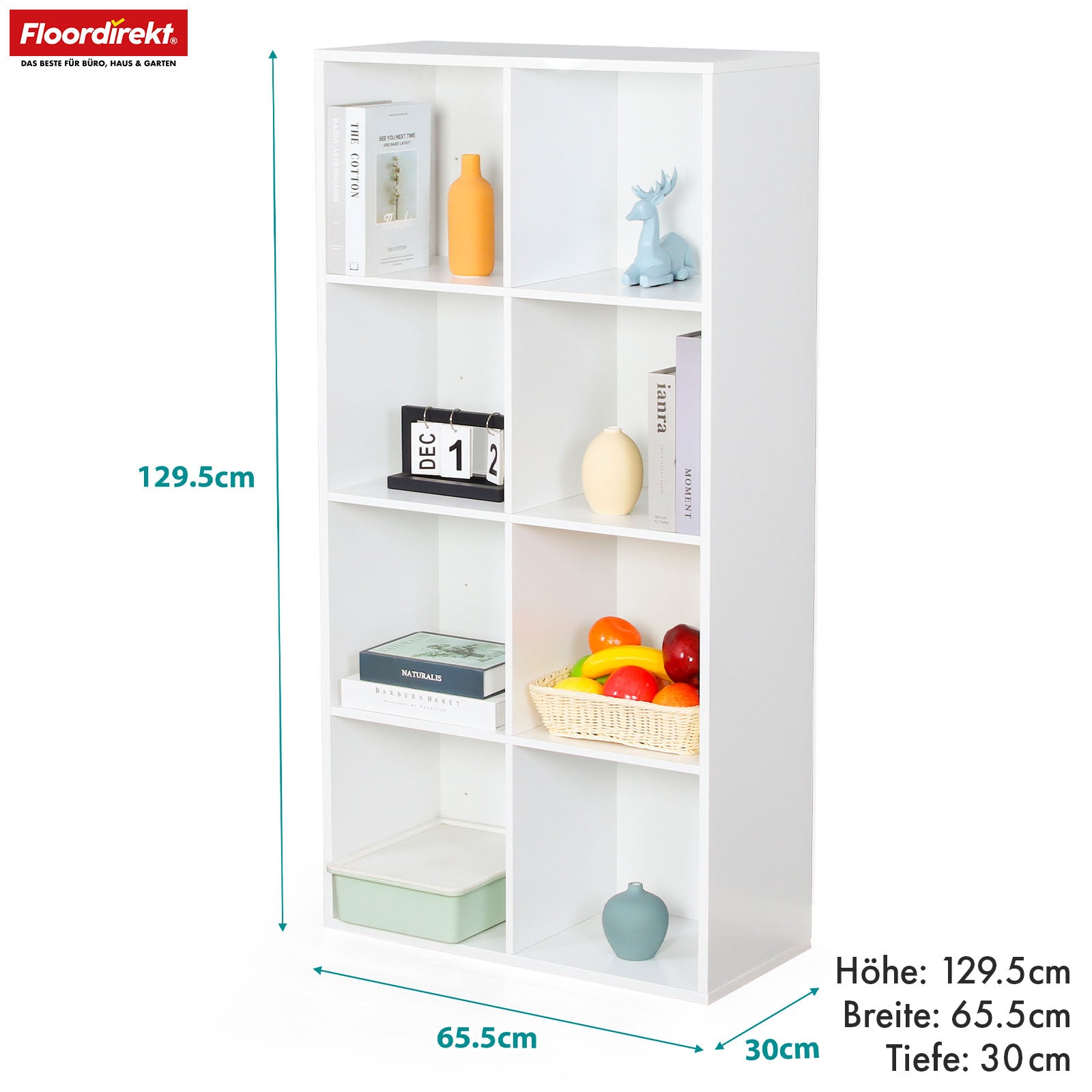 Bookcase | Arkansas | White MDF standing shelf with 5-9 shelves for books and home accessories