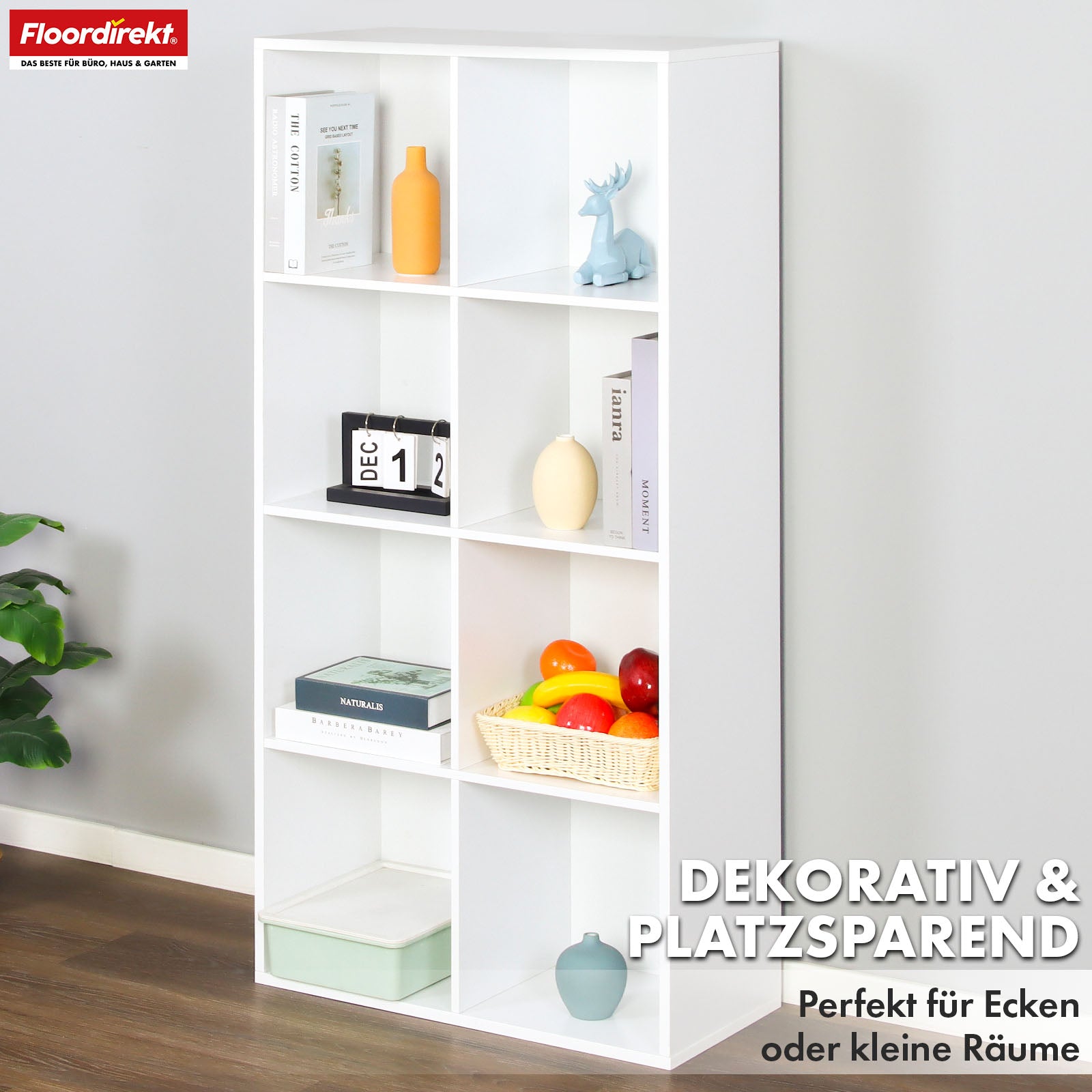 Bookcase | Arkansas | White MDF standing shelf with 5-9 shelves for books and home accessories