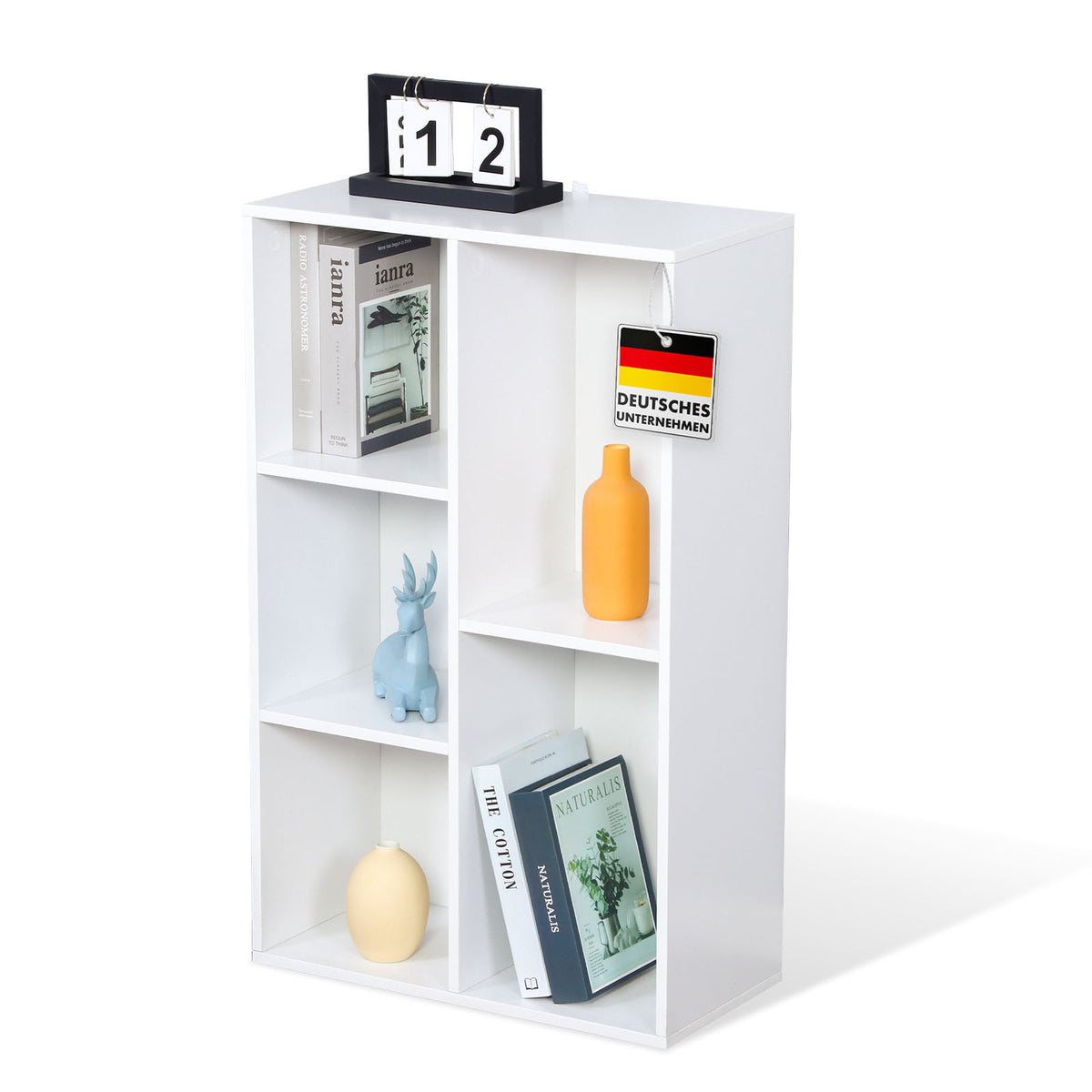 Bookcase | Arkansas | White MDF standing shelf with 5-9 shelves for books and home accessories