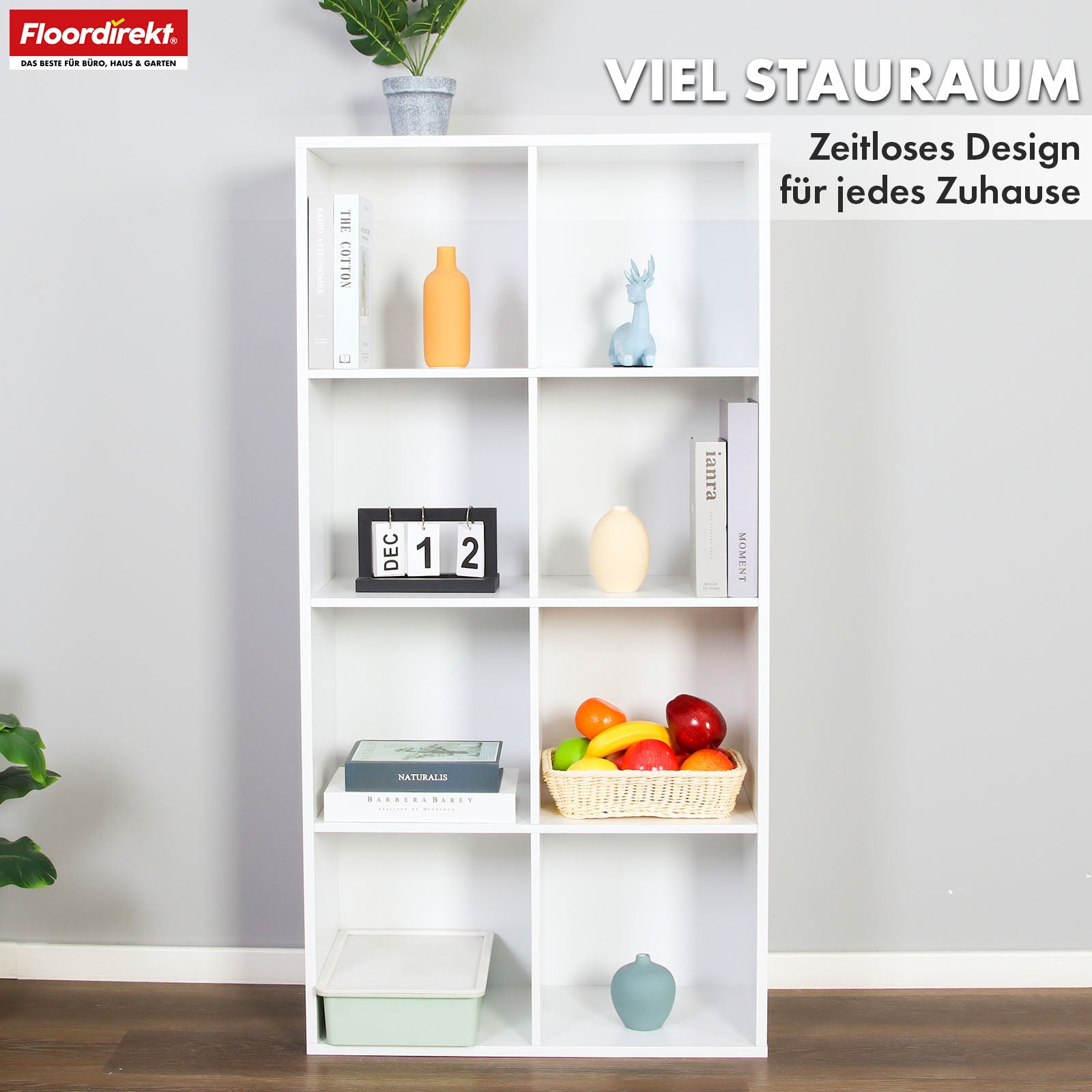 Bookcase | Arkansas | White MDF standing shelf with 5-9 shelves for books and home accessories