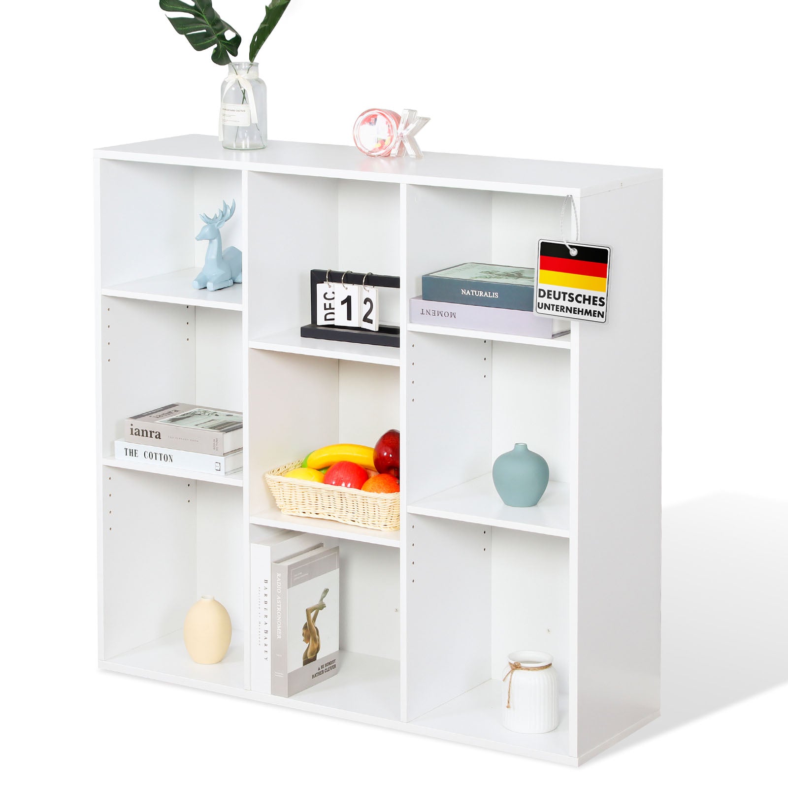 Bookcase | Arkansas | White MDF standing shelf with 5-9 shelves for books and home accessories