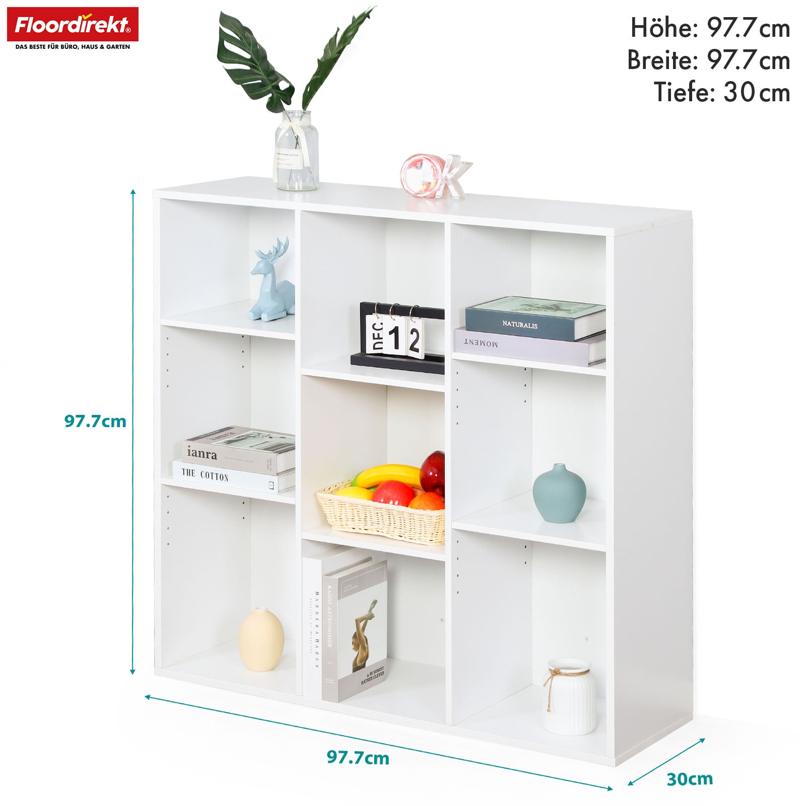 Bookcase | Arkansas | White MDF standing shelf with 5-9 shelves for books and home accessories