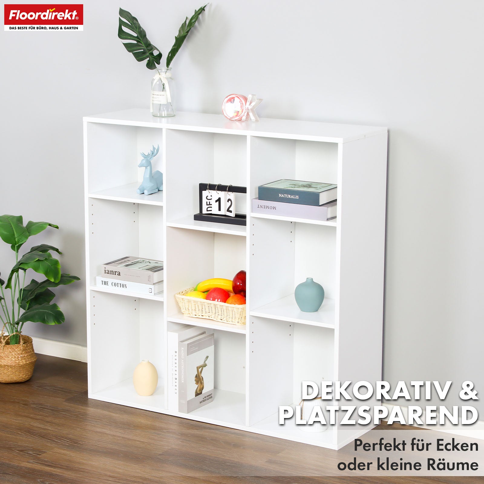 Bookcase | Arkansas | White MDF standing shelf with 5-9 shelves for books and home accessories