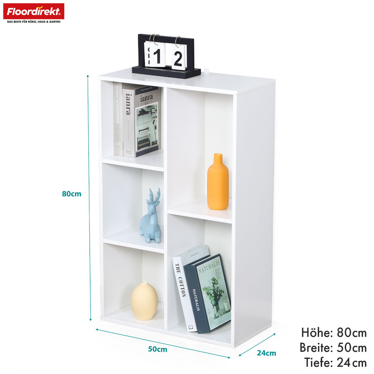 Bookcase | Arkansas | White MDF standing shelf with 5-9 shelves for books and home accessories