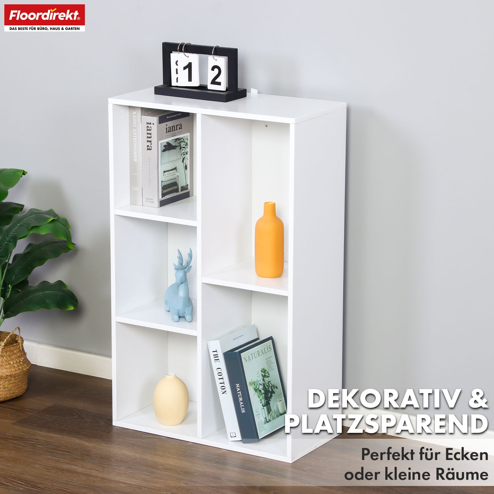 Bookcase | Arkansas | White MDF standing shelf with 5-9 shelves for books and home accessories