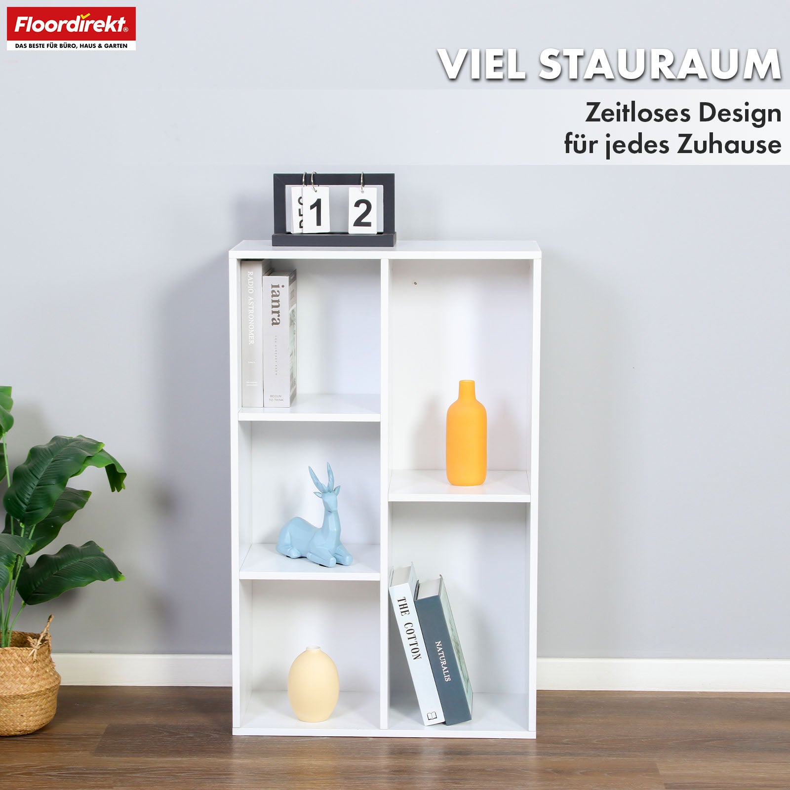 Bookcase | Arkansas | White MDF standing shelf with 5-9 shelves for books and home accessories