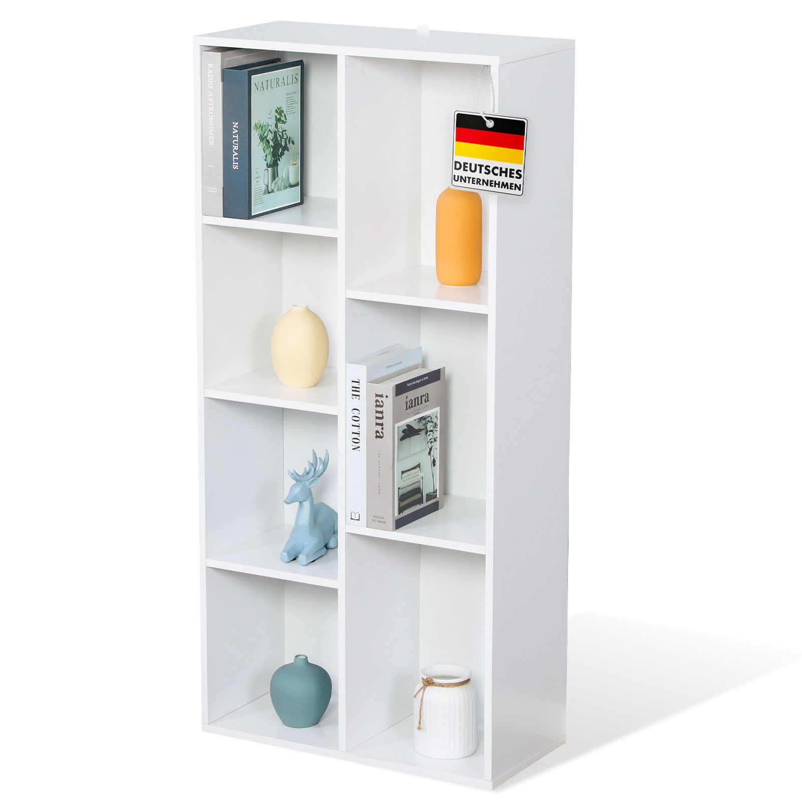 Bookcase | Arkansas | White MDF standing shelf with 5-9 shelves for books and home accessories