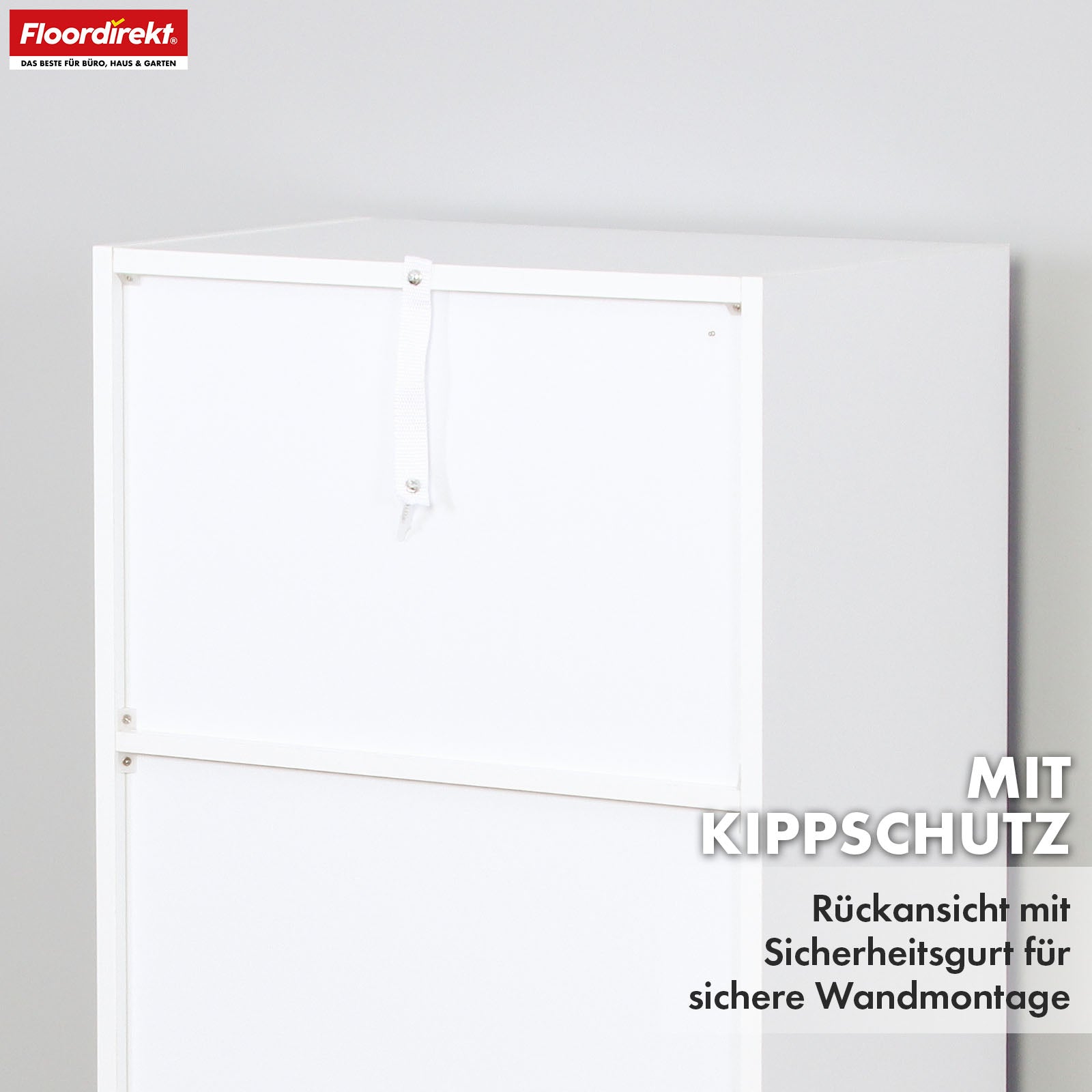 Bookcase | California | Modern, space-saving MDF shelf with anti-tilt protection in white 4-8 open compartments