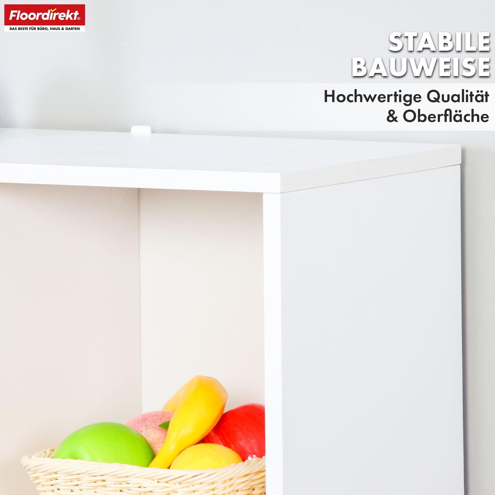 Bookcase | California | Modern, space-saving MDF shelf with anti-tilt protection in white 4-8 open compartments