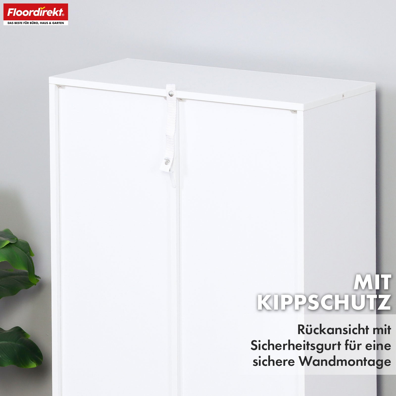 Bookcase | California | Modern, space-saving MDF shelf with anti-tilt protection in white 4-8 open compartments