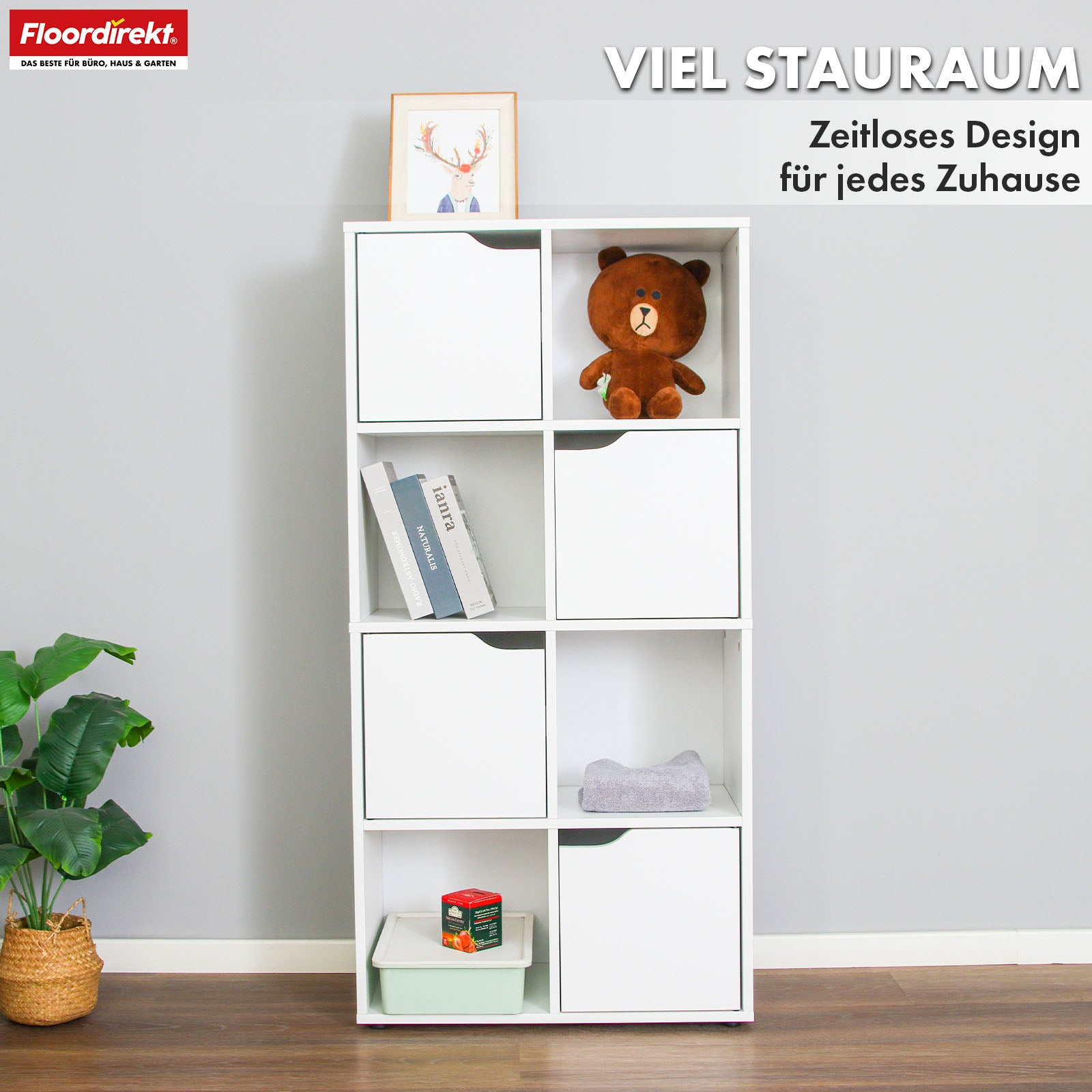 Bookcase | Connecticut | White MDF bookcase with shelves & doors, anti-tilt protection, 2 sizes