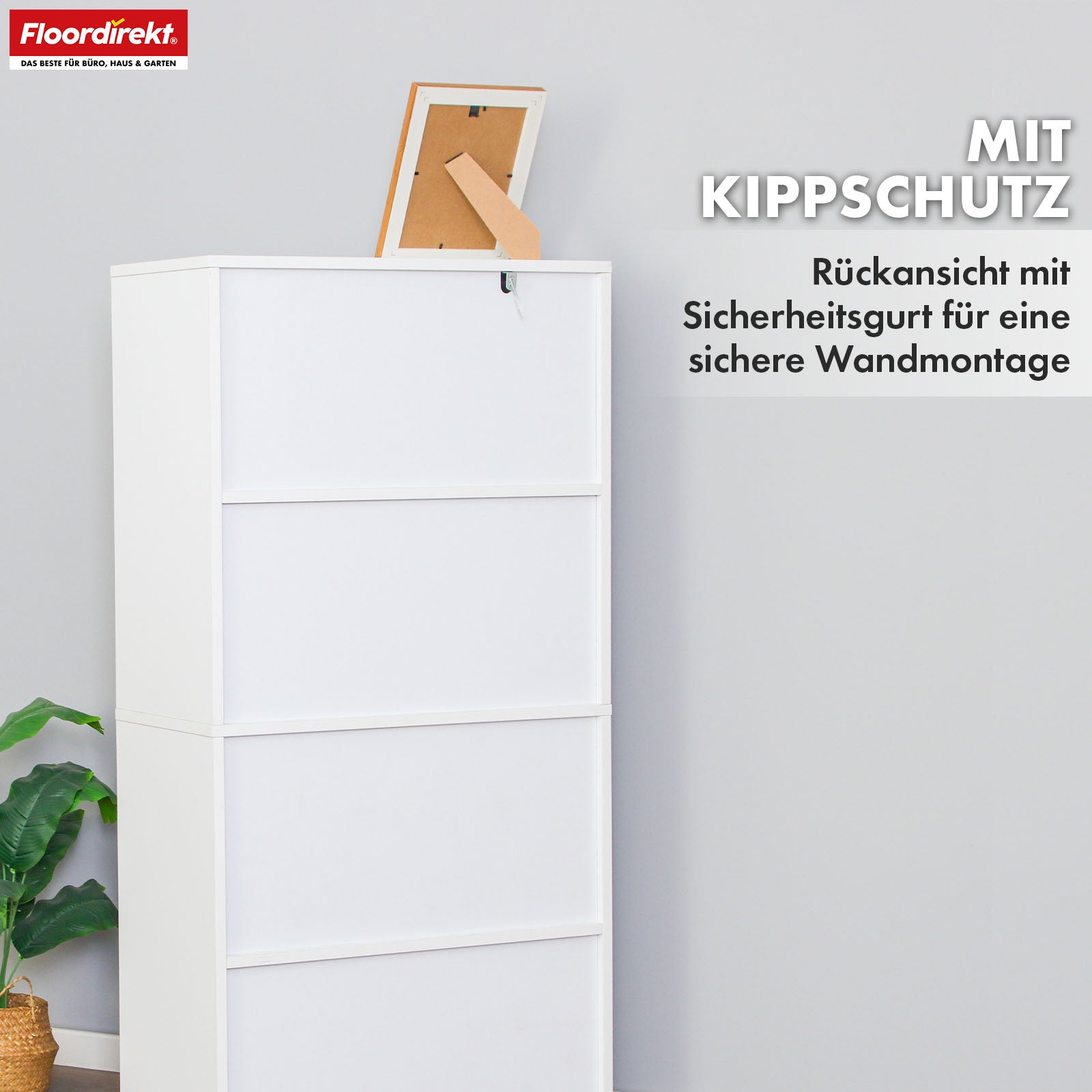 Bookcase | Connecticut | White MDF bookcase with shelves & doors, anti-tilt protection, 2 sizes