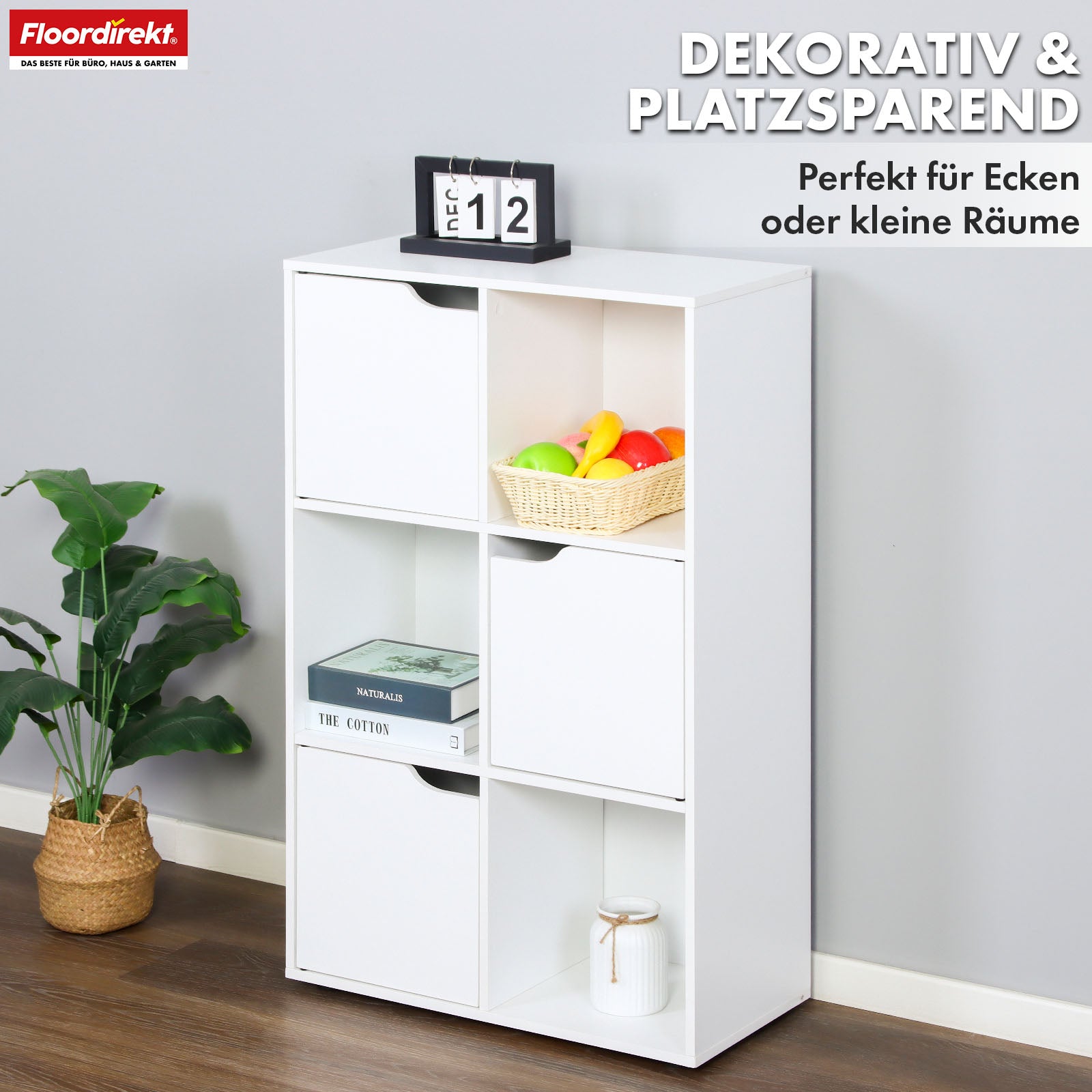 Bookcase | Connecticut | White MDF bookcase with shelves & doors, anti-tilt protection, 2 sizes
