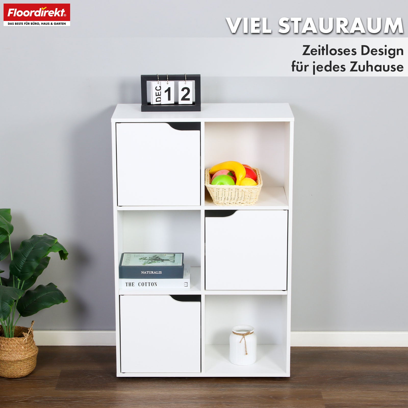 Bookcase | Connecticut | White MDF bookcase with shelves & doors, anti-tilt protection, 2 sizes