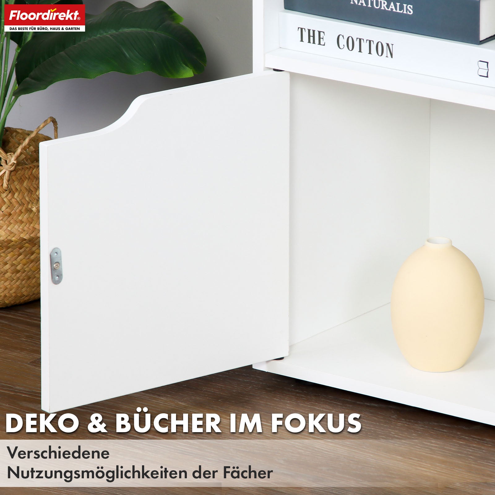 Bookcase | Connecticut | White MDF bookcase with shelves & doors, anti-tilt protection, 2 sizes