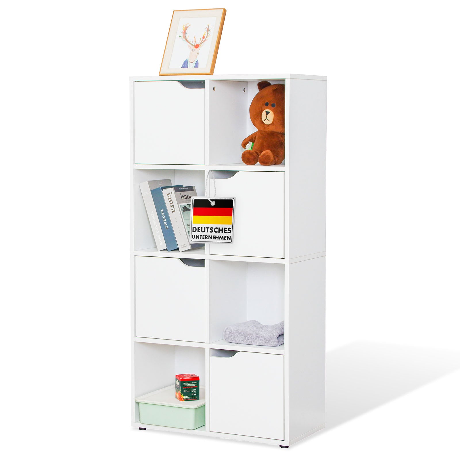 Bookcase | Connecticut | White MDF bookcase with shelves & doors, anti-tilt protection, 2 sizes