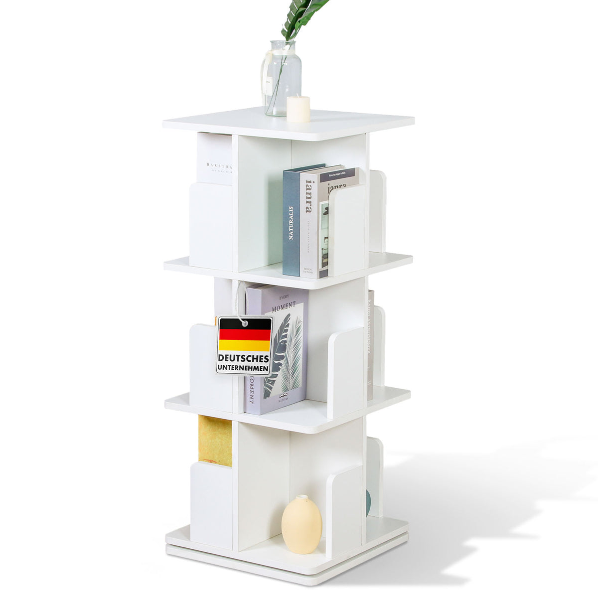 Bookcase | Indiana | Rotating shelf with 3 or 4 shelves | 360° floor-standing shelf for living room, office & bedroom