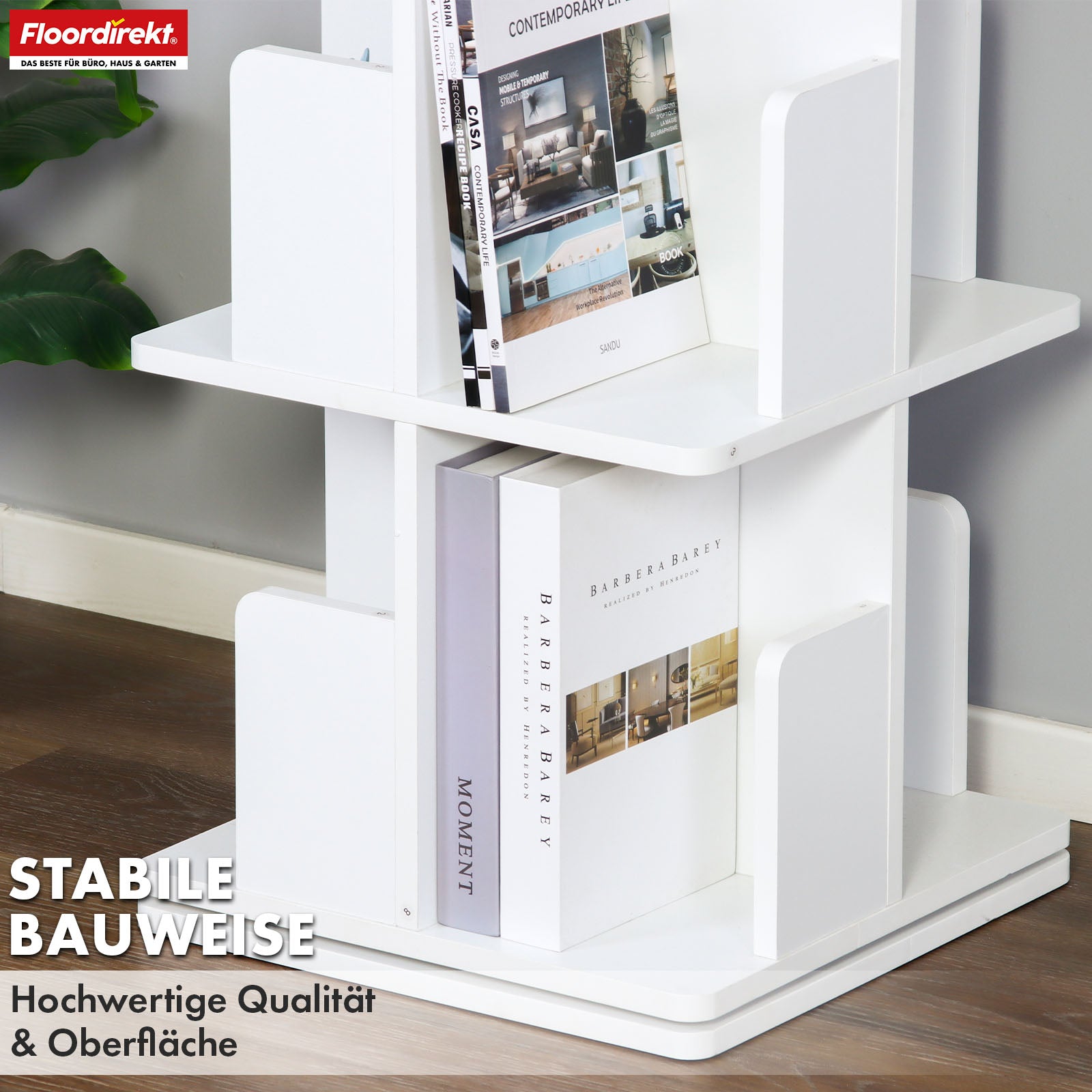 Bookcase | Indiana | Rotating shelf with 3 or 4 shelves | 360° floor-standing shelf for living room, office & bedroom