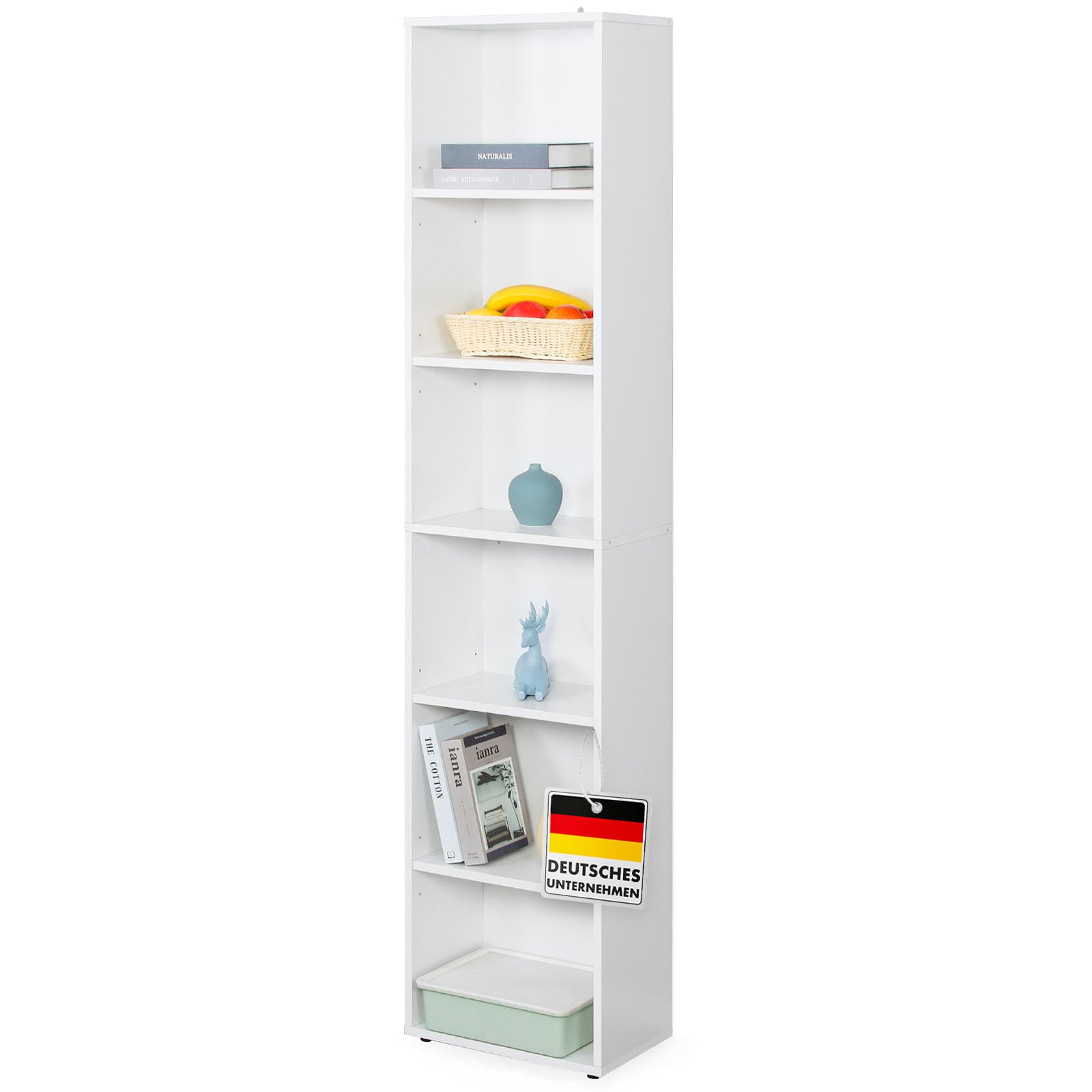 Bookcase | Maine | White wooden bookshelf with 3/4/6 shelves | Open & space-saving for living room, office & more