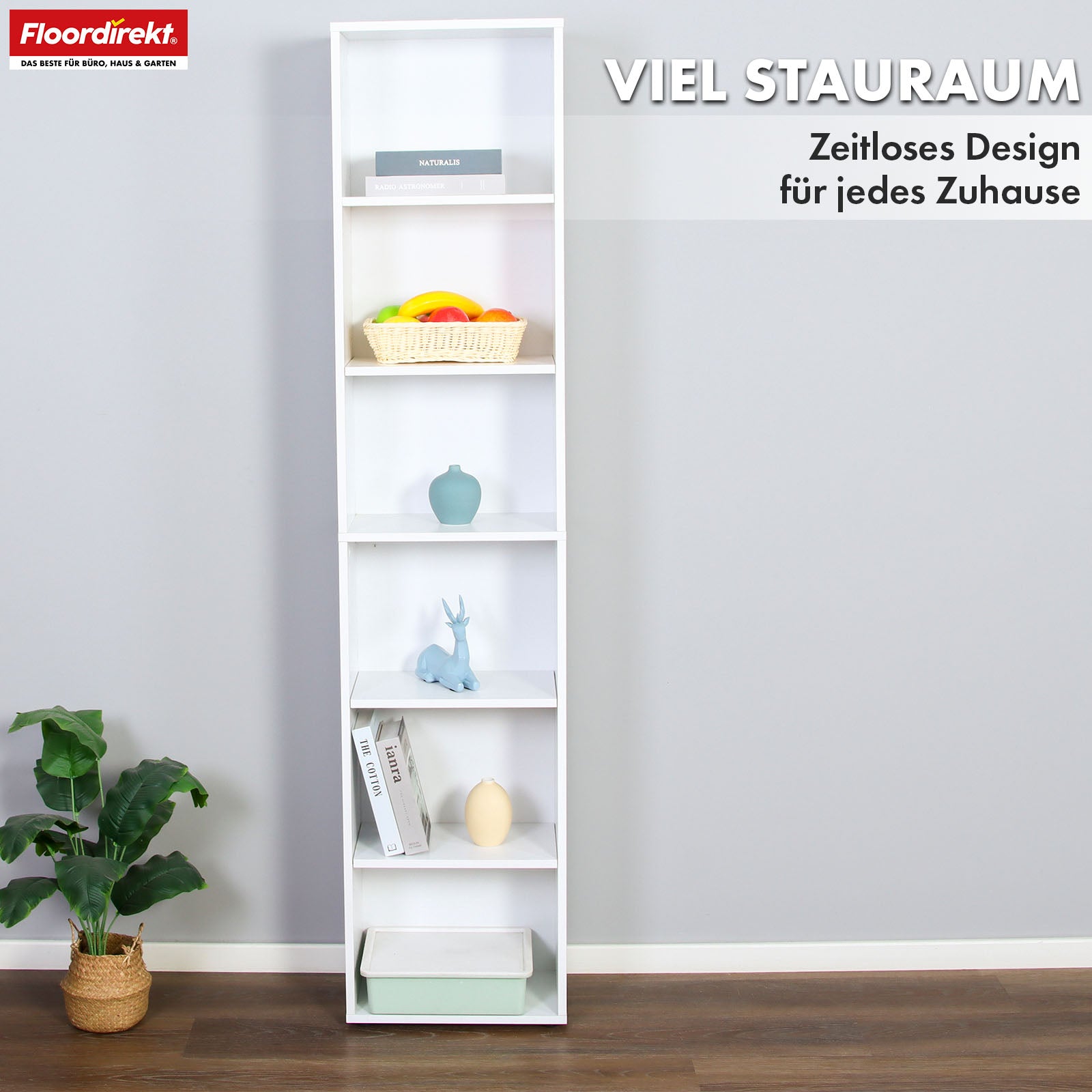 Bookcase | Maine | White wooden bookshelf with 3/4/6 shelves | Open & space-saving for living room, office & more