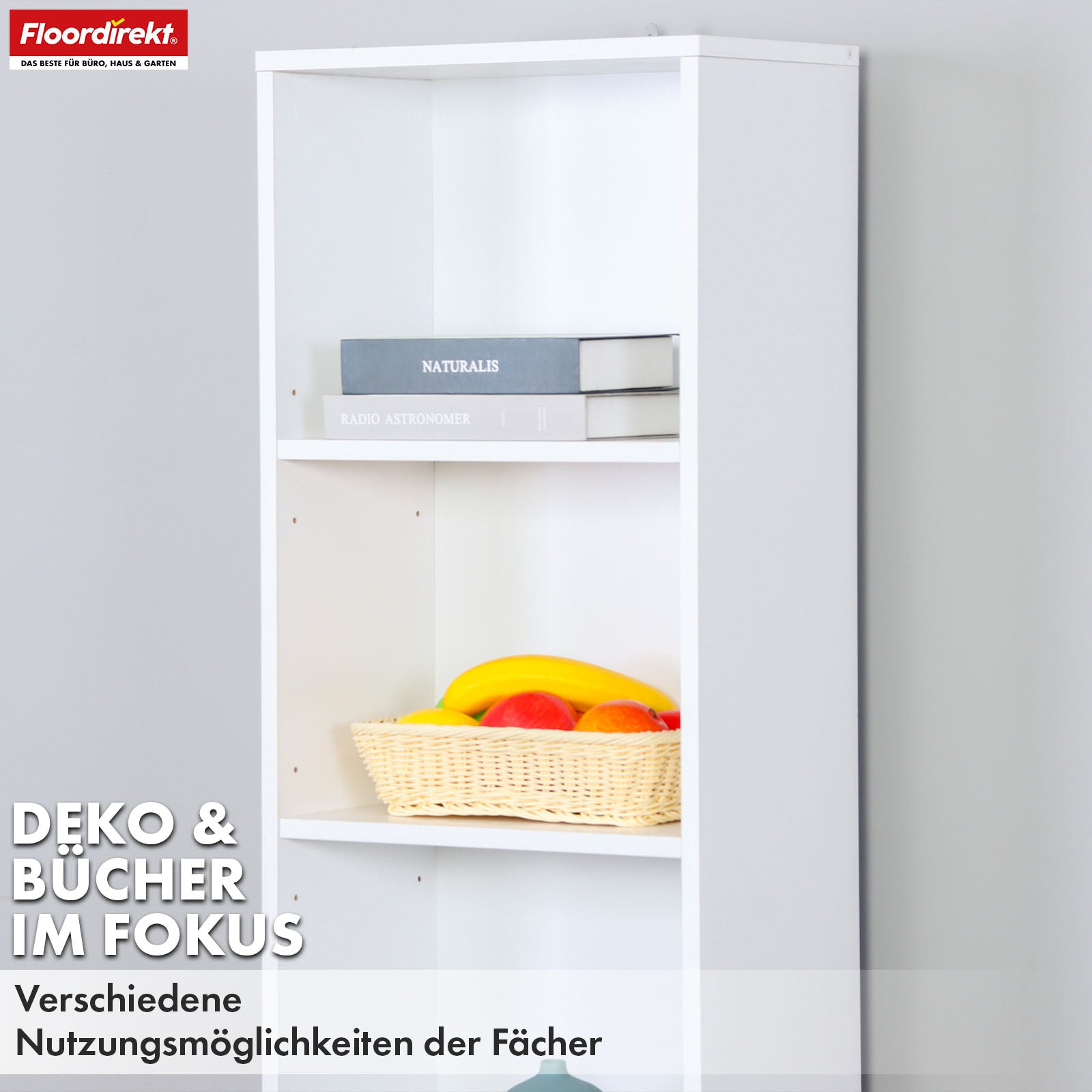 Bookcase | Maine | White wooden bookshelf with 3/4/6 shelves | Open & space-saving for living room, office & more