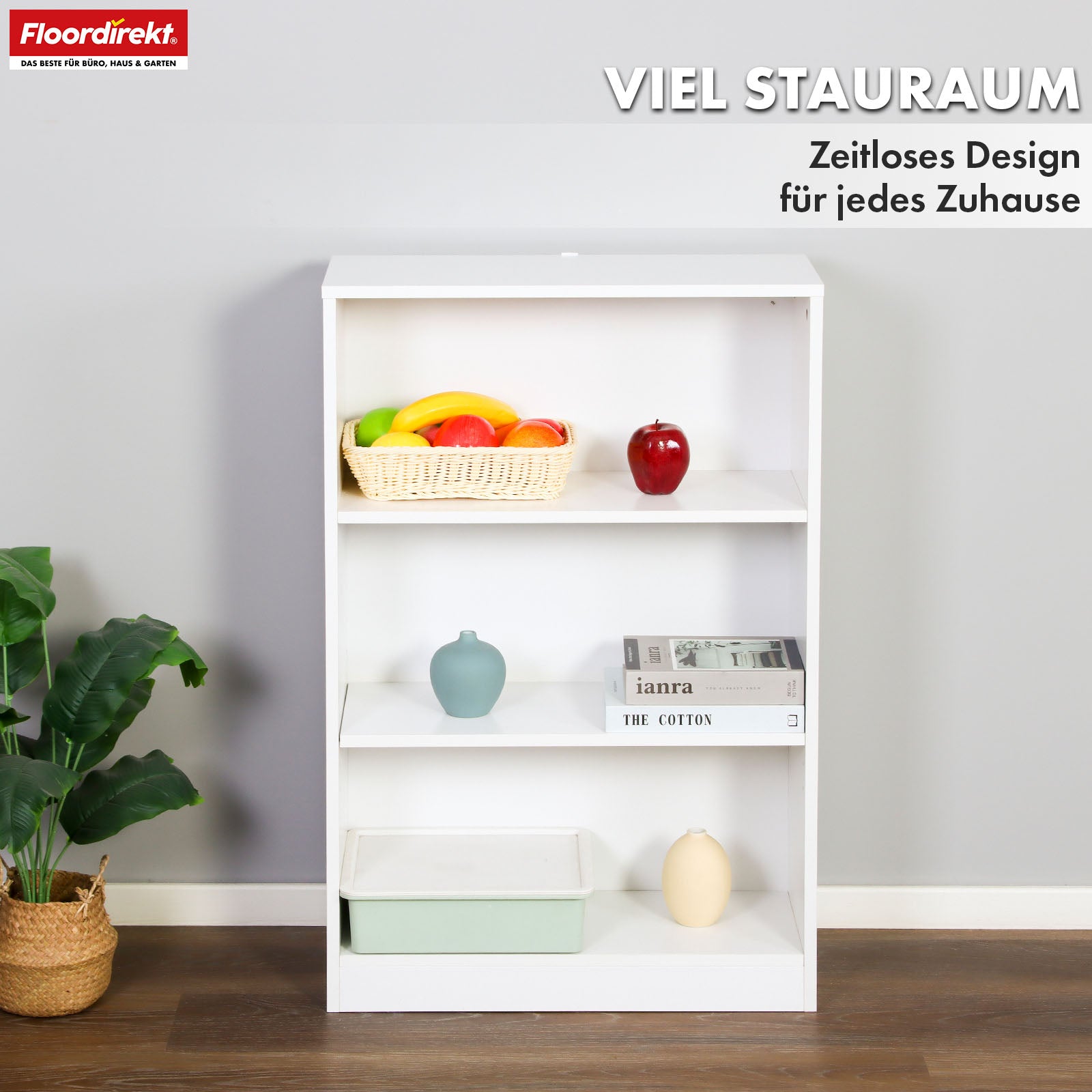 Bookcase | Maine | White wooden bookshelf with 3/4/6 shelves | Open & space-saving for living room, office & more