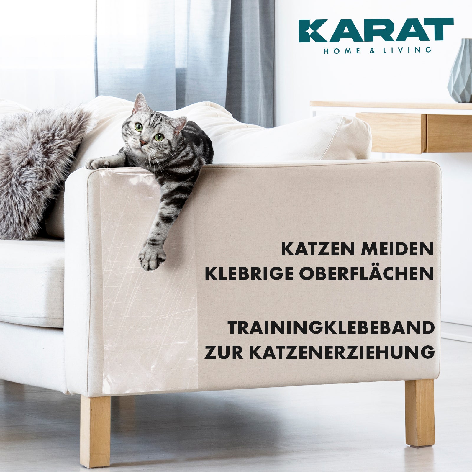 Cat scratch protection | self-adhesive scratch film | training tape | furniture protection | transparent | 15 m x 10 cm