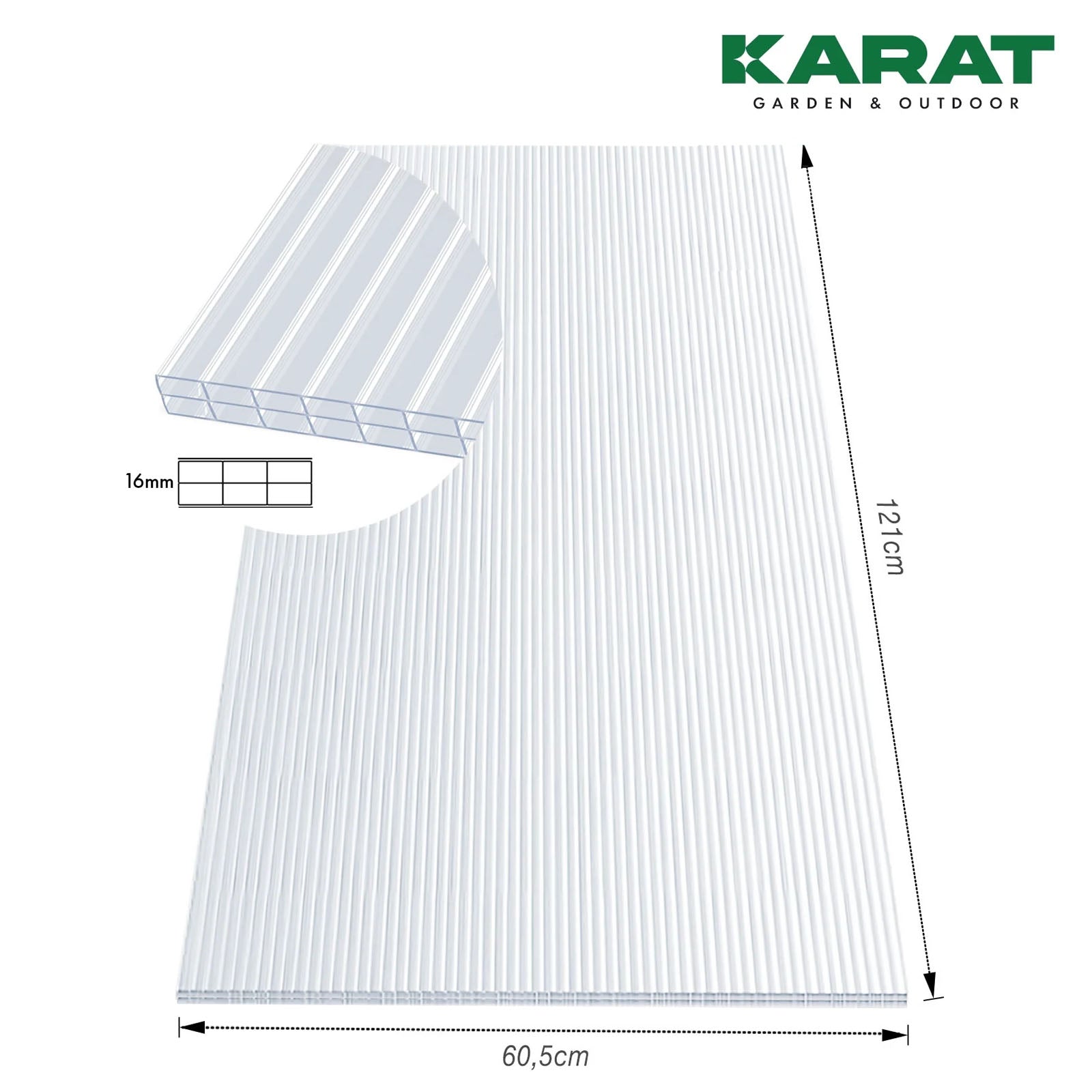 Polycarbonate Sheet | Double Wall Sheeting | 60.5 x 121 cm | For DIY, Roofing and Construction