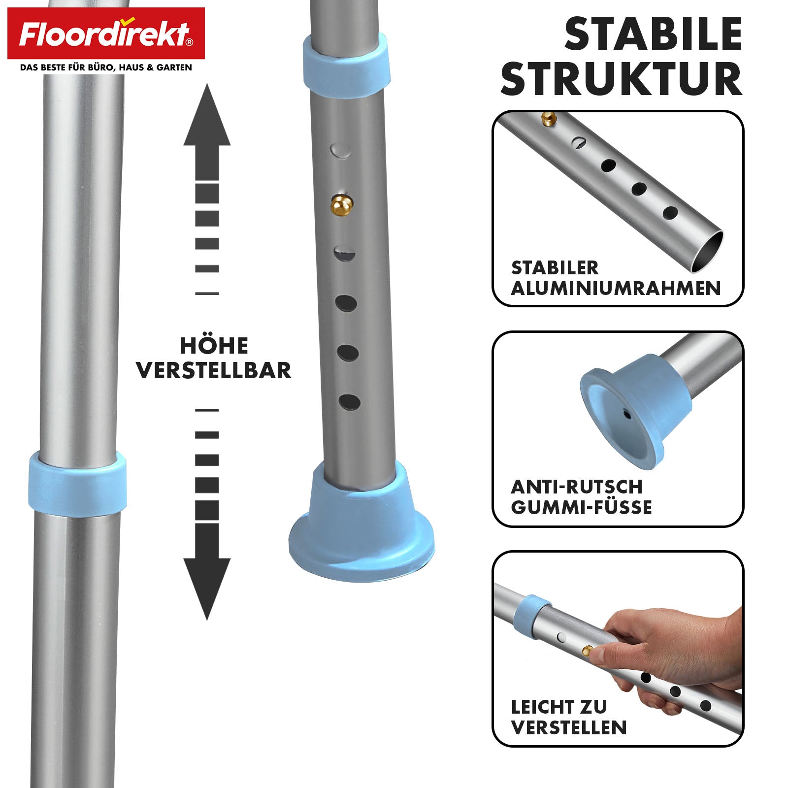 Shower and bath stool | Pedro | Height-adjustable & 360° swivelling | Non-slip & load-bearing up to 150 kg