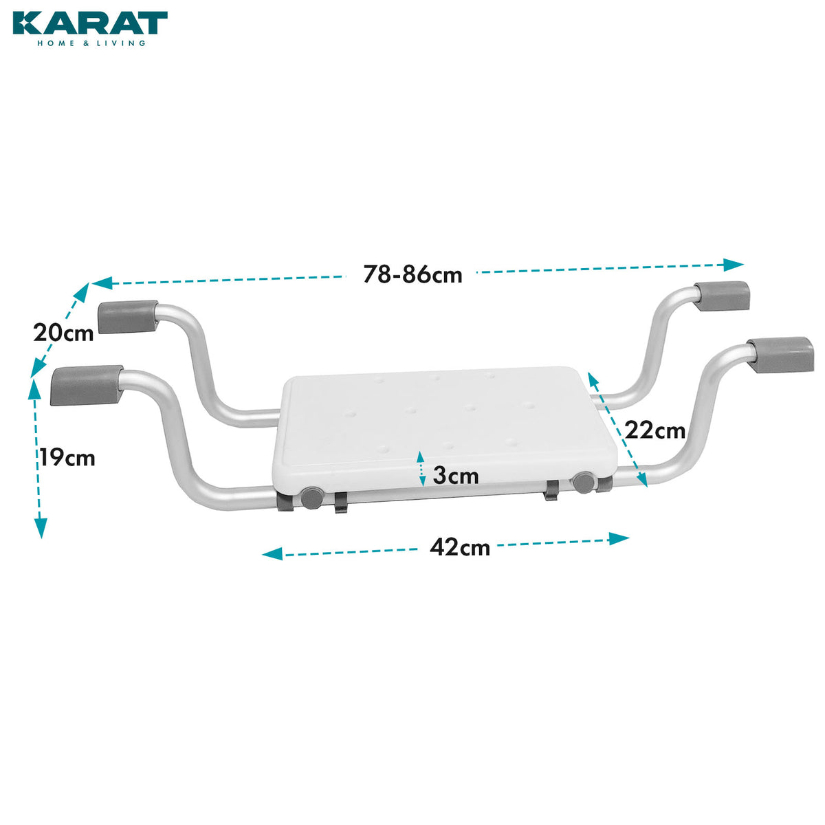 Bath seat | Levi | Adjustable & non-slip aluminium seat | Load-bearing up to 150 kg