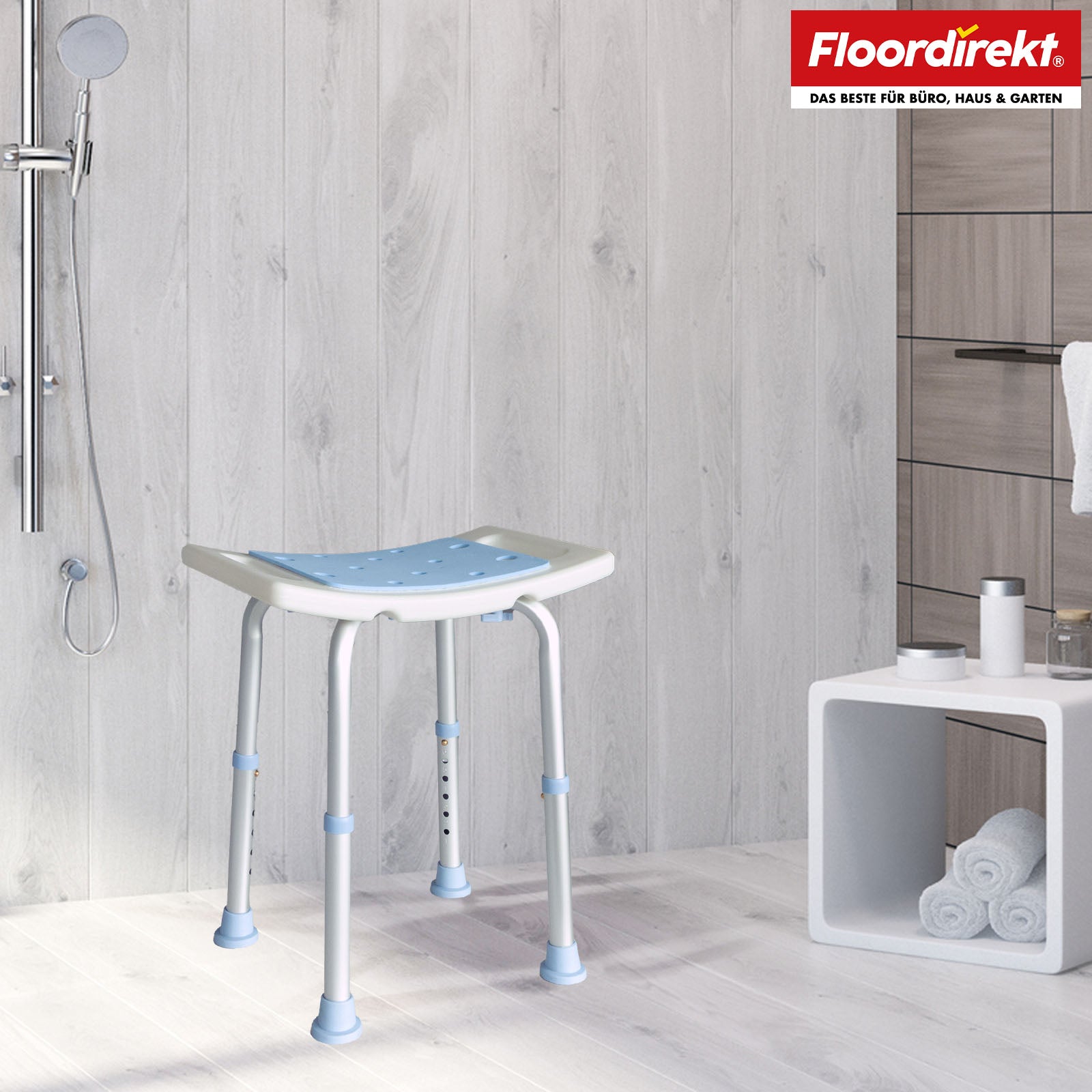 Shower and bath stool | Nora | Height-adjustable, non-slip and durable seat for the bath and shower