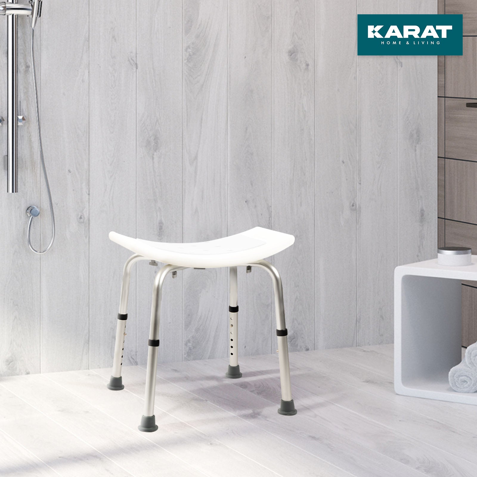 Shower and bath stool Noah Plus | Height-adjustable | Non-slip rubber feet | Load capacity up to 136 kg