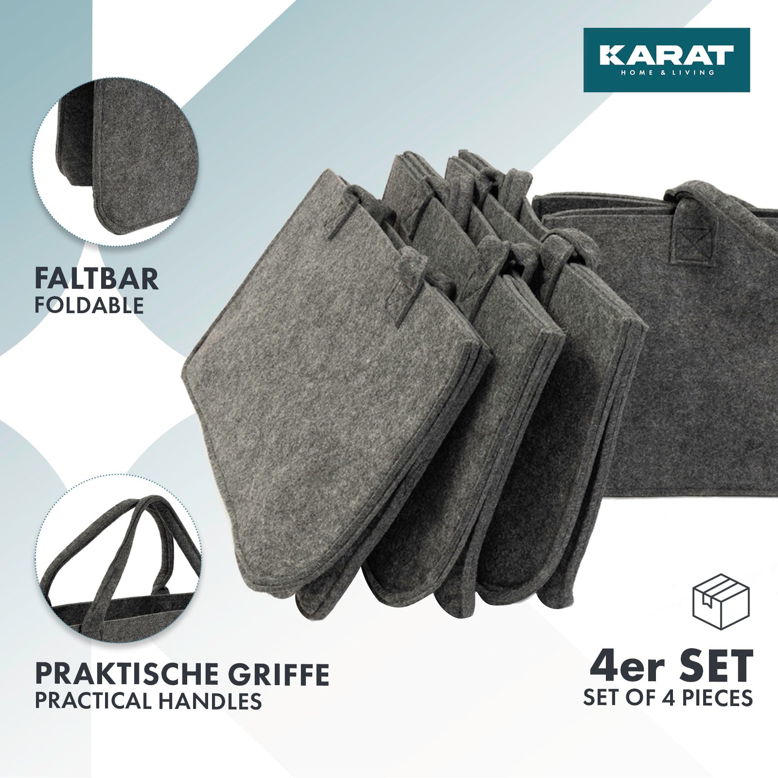 Felt Bag Conny | Firewood Bag | Shopping Bag | Foldable | Set of 2 or 4
