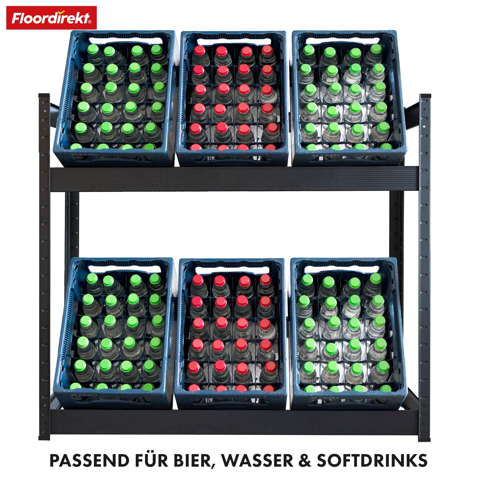Bottle crate rack | Osaka | Powder-coated steel drinks crate rack for 3 to 9 crates