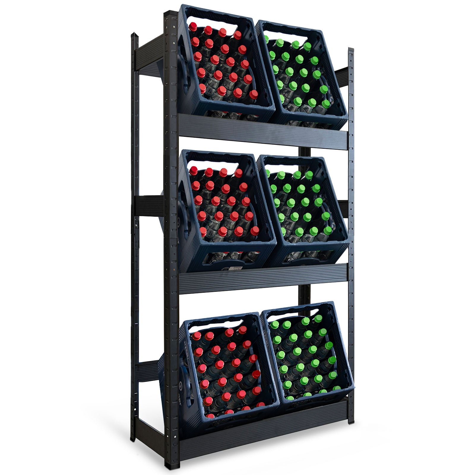 Bottle crate rack | Osaka | Powder-coated steel drinks crate rack for 3 to 9 crates