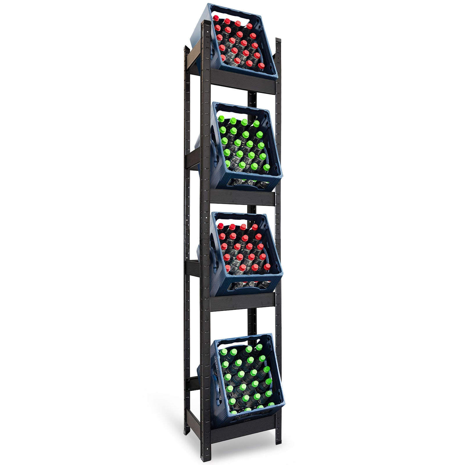 Bottle crate rack | Osaka | Powder-coated steel drinks crate rack for 3 to 9 crates