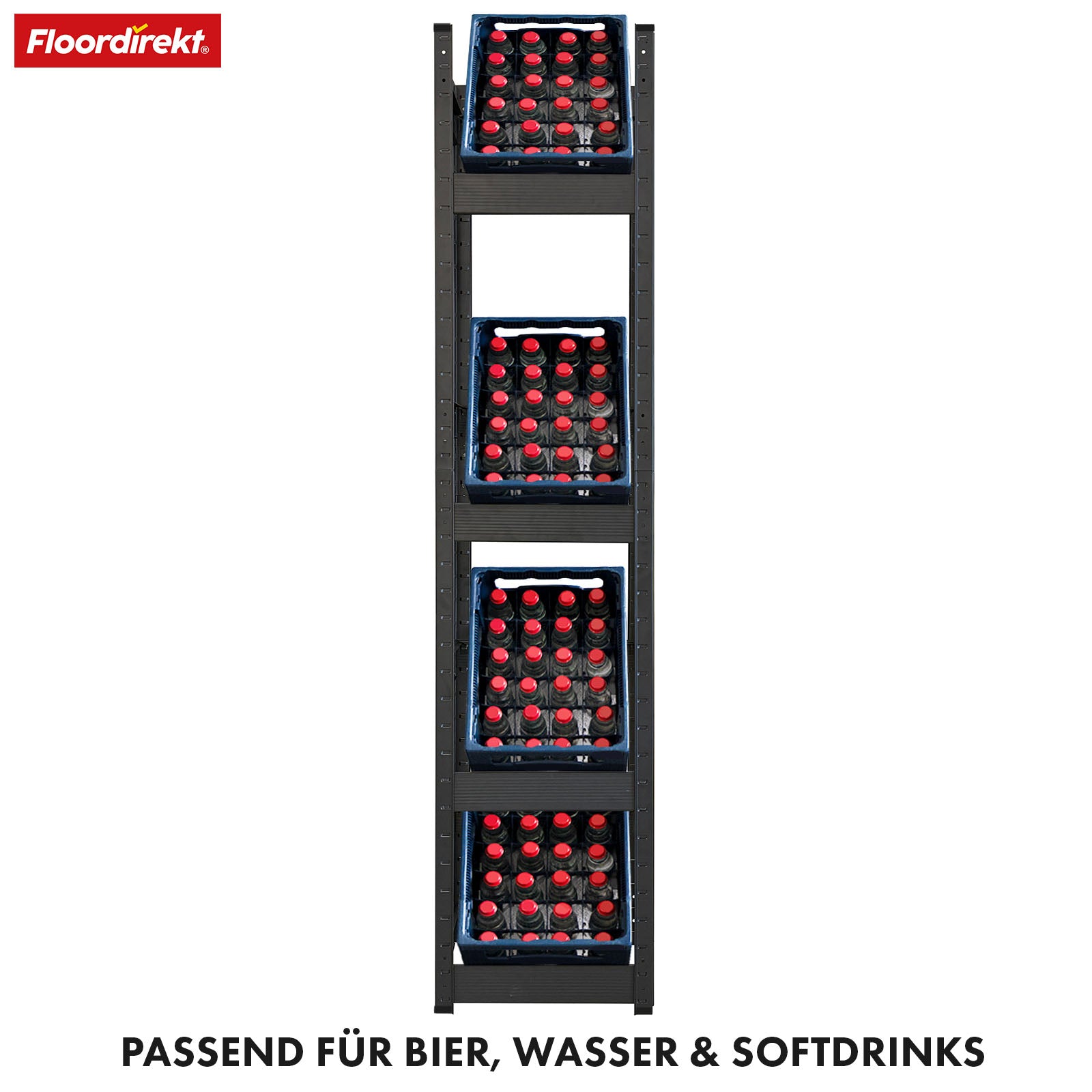Bottle crate rack | Osaka | Powder-coated steel drinks crate rack for 3 to 9 crates