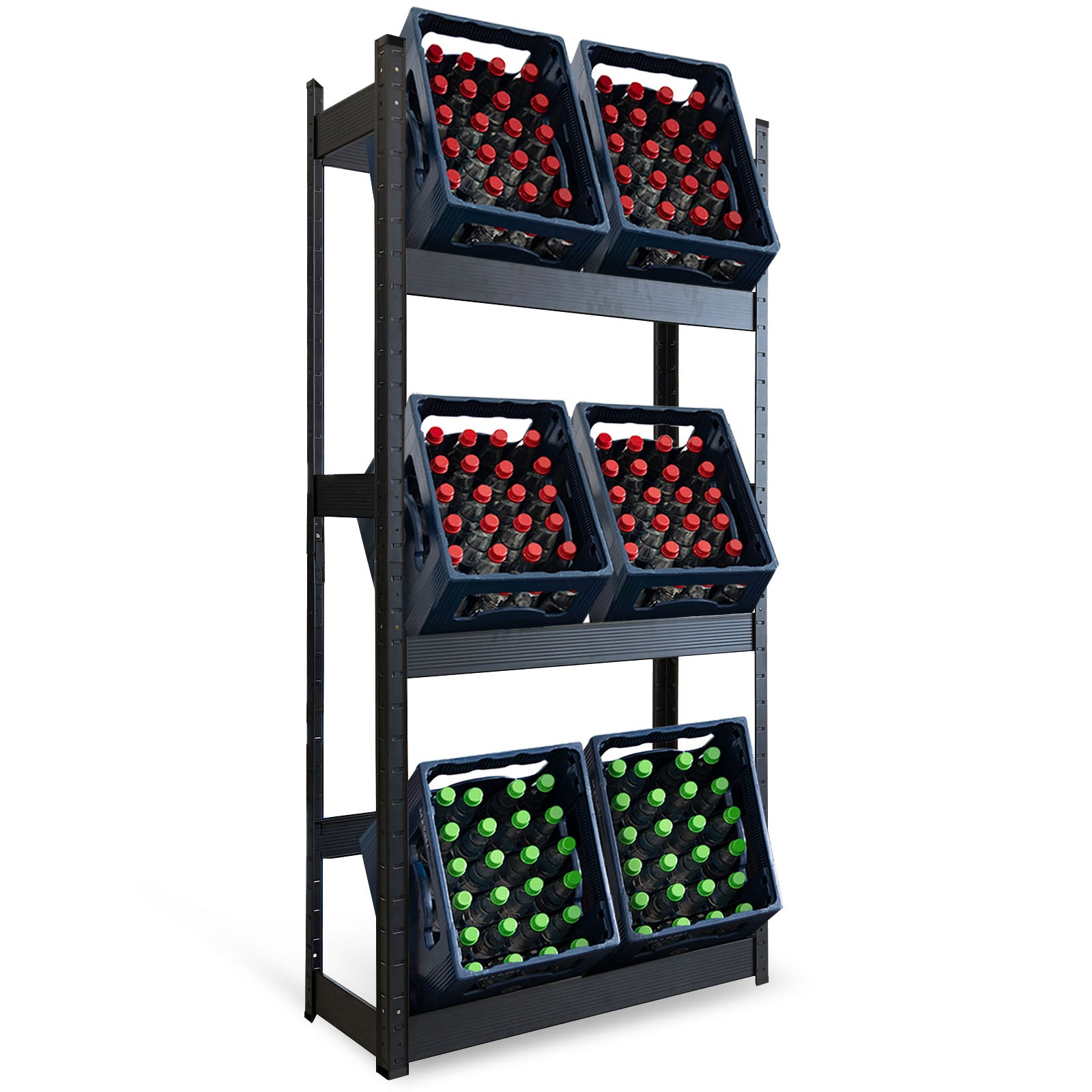 Bottle crate rack | Osaka | Powder-coated steel drinks crate rack for 3 to 9 crates