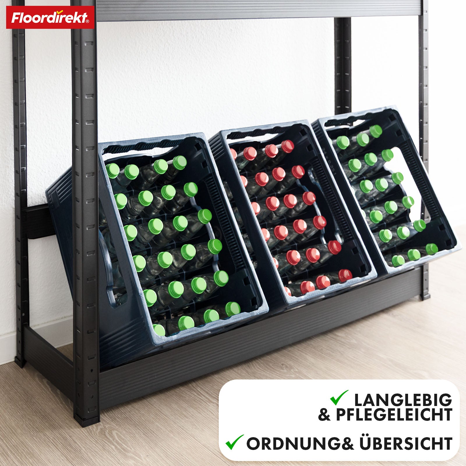 Bottle crate rack | Osaka | Powder-coated steel drinks crate rack for 3 to 9 crates